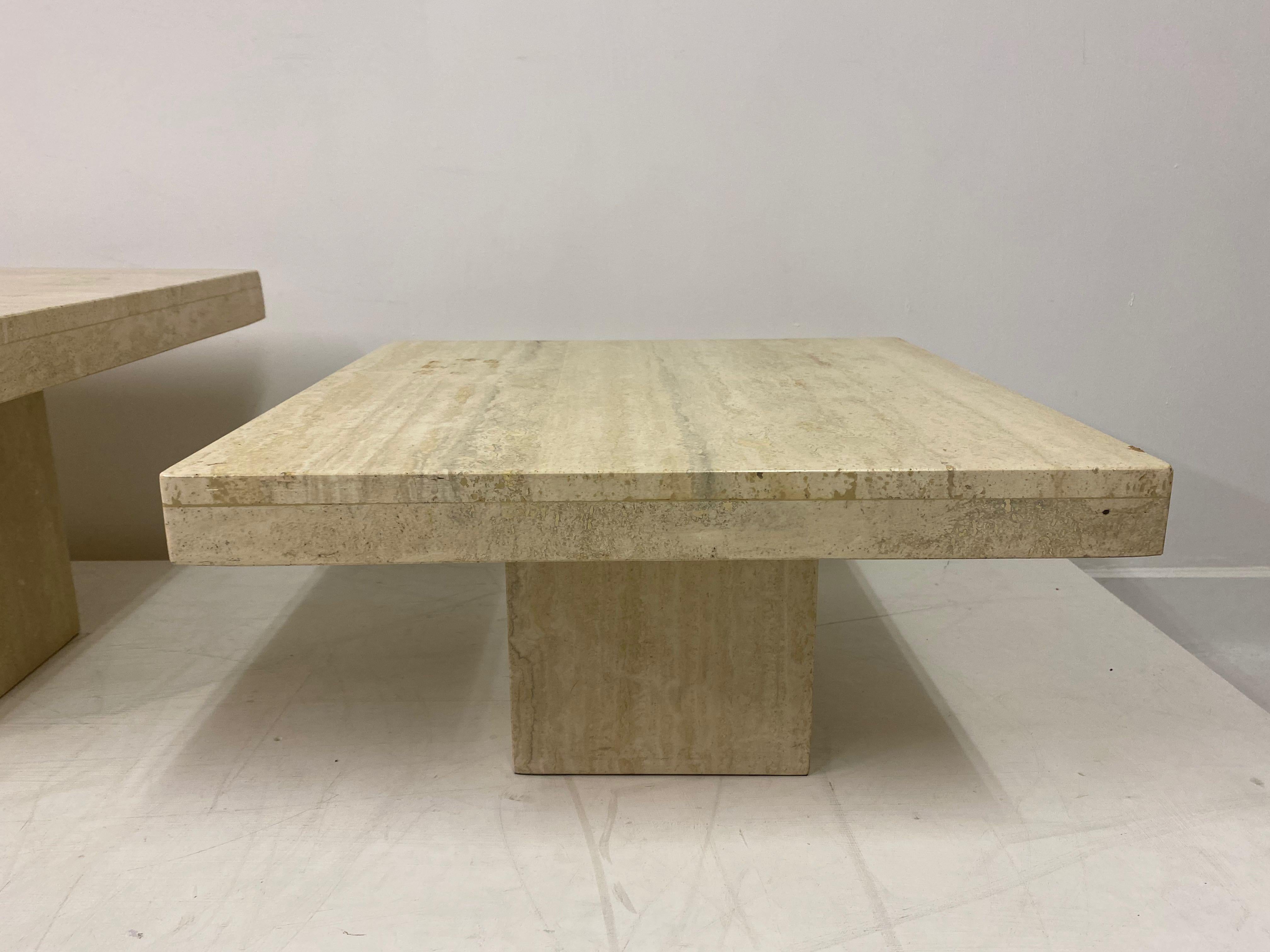 Set of Three Travertine Side Tables or Coffee Table 1