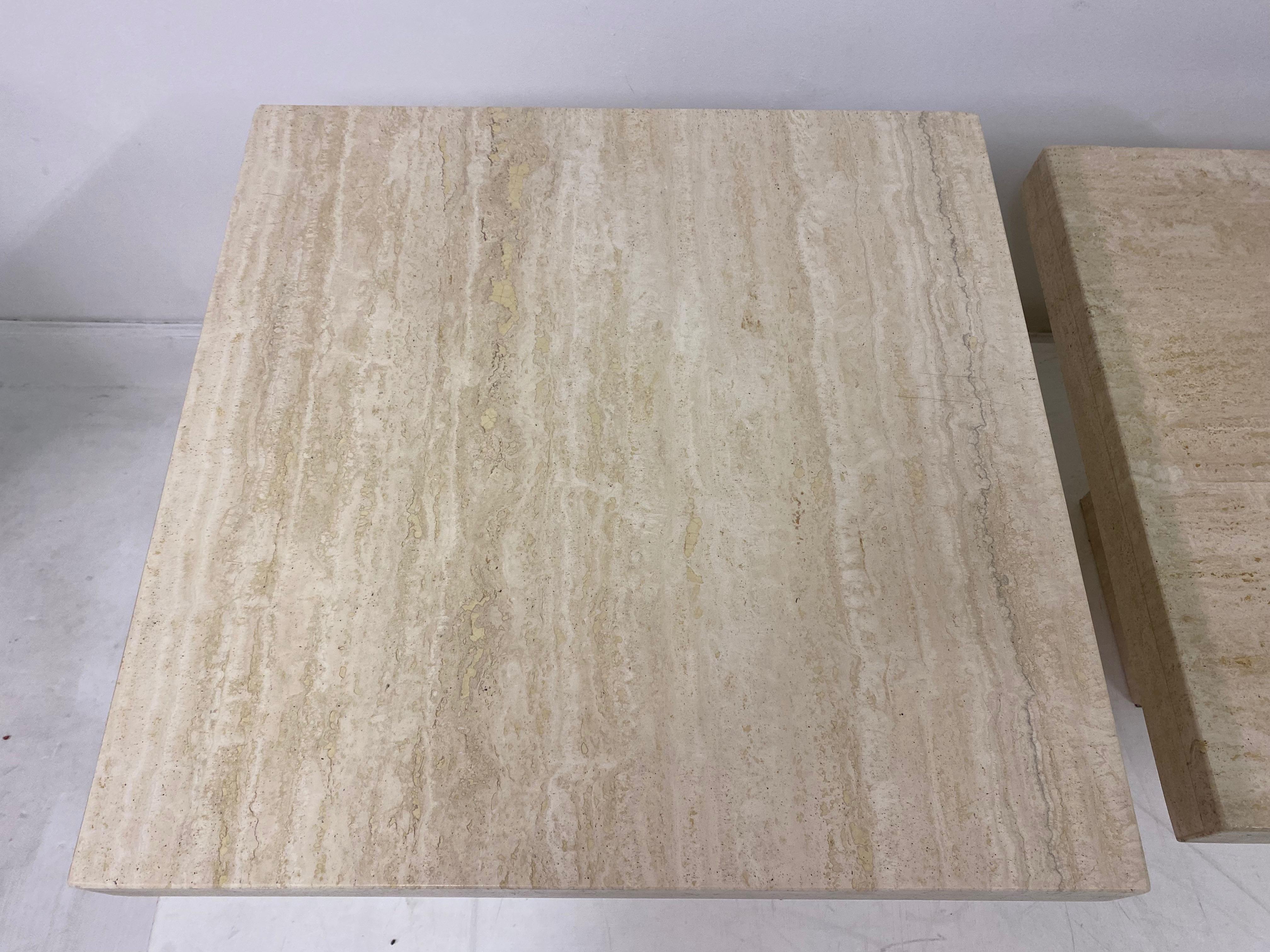 Set of Three Travertine Side Tables or Coffee Table 3