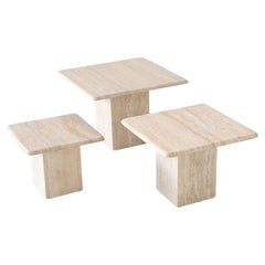 Set of three travertine stone nesting tables Mid-Century Italy 1970