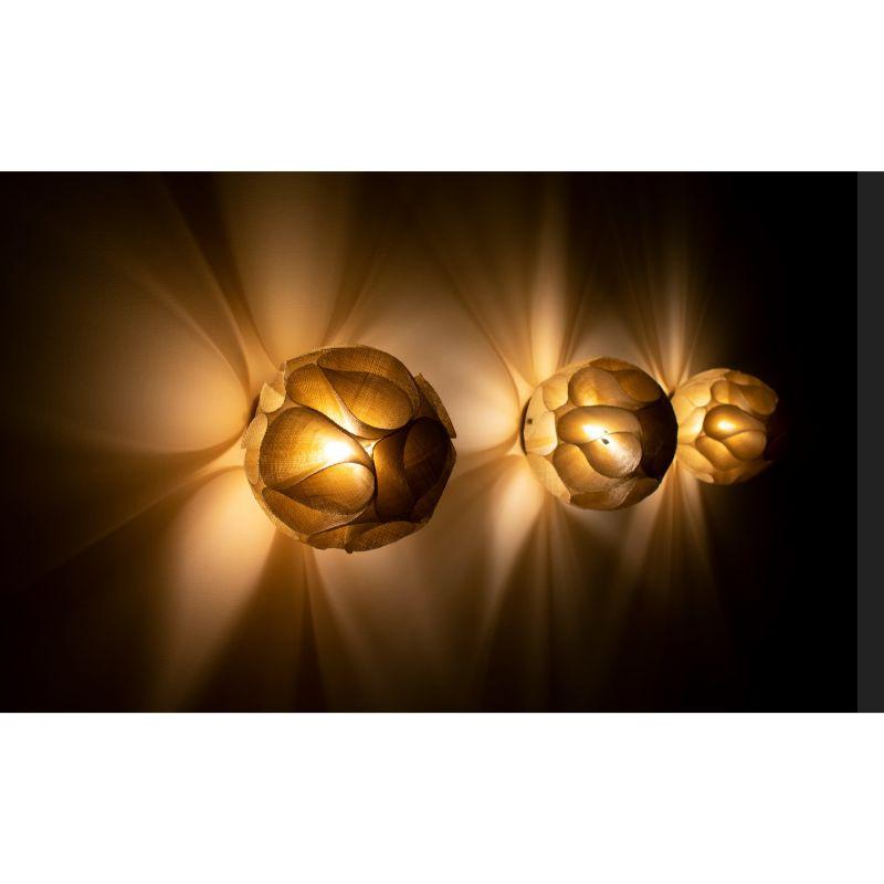Set of two Tremella wall sconces / ceiling hungs by Sashi Malik
Dimensions: 23 x 23 cm
Materials: Jute, brass

All our lamps can be wired according to each country. If sold to the USA it will be wired for the USA for instance.

Also available: