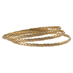 Set of Three Tri-Color Gold Ropetwist Bangle Bracelets