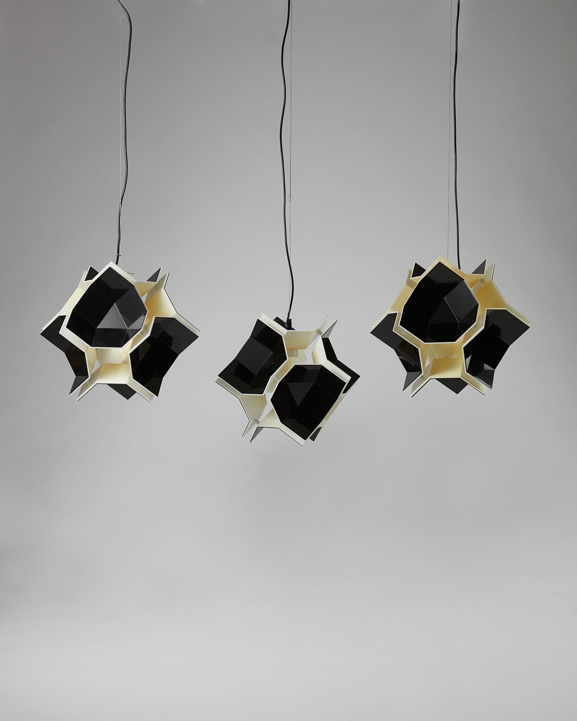 Modern Set of Three T&T Ceiling Lamps Designed by Christophe de Ryck for Dark