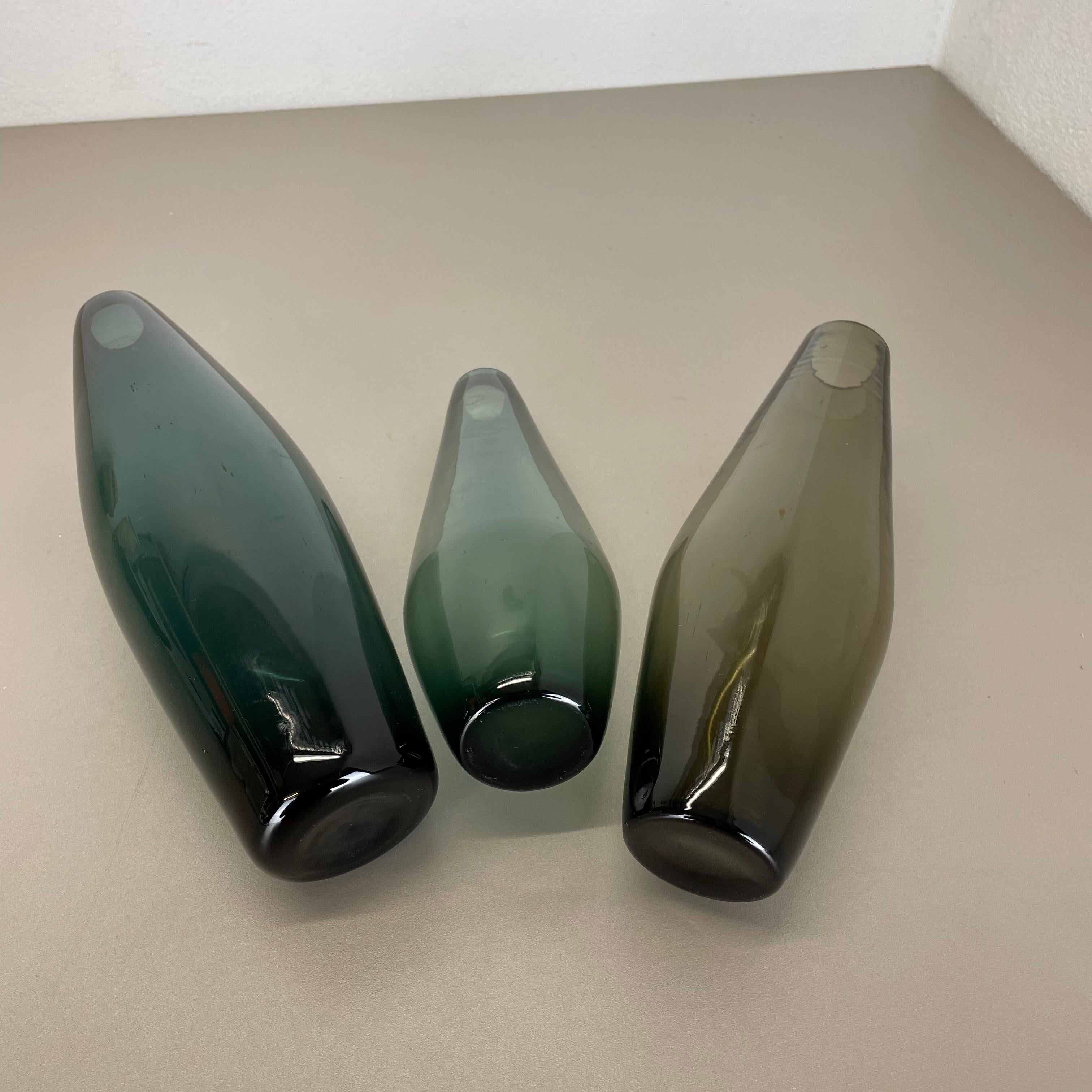 Set of Three Turmalin Vases Wilhelm Wagenfeld WMF Attributed, Germany 1960s For Sale 7