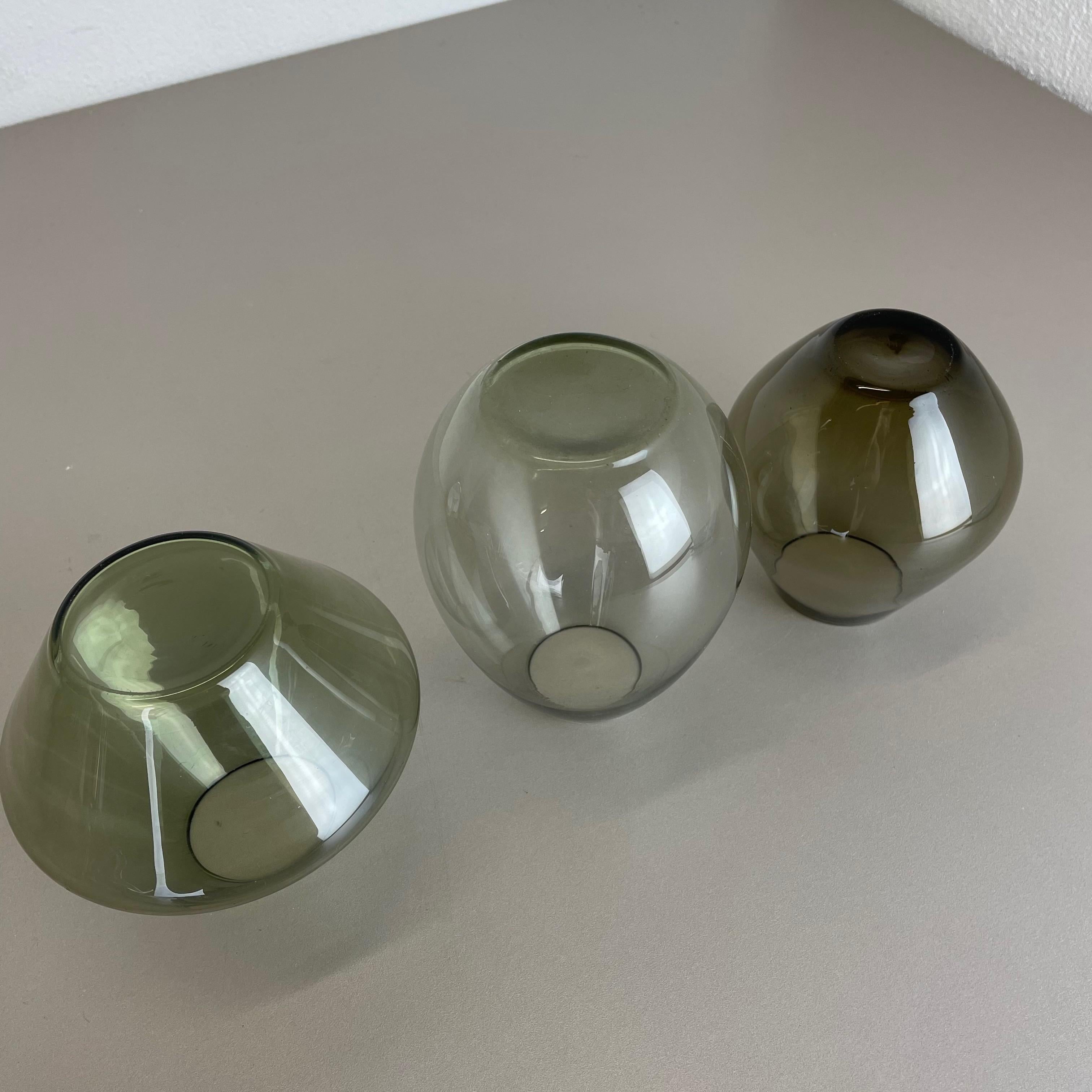 Set of Three Turmalin Vases Wilhelm Wagenfeld Wmf Attributed, Germany 1960s For Sale 9