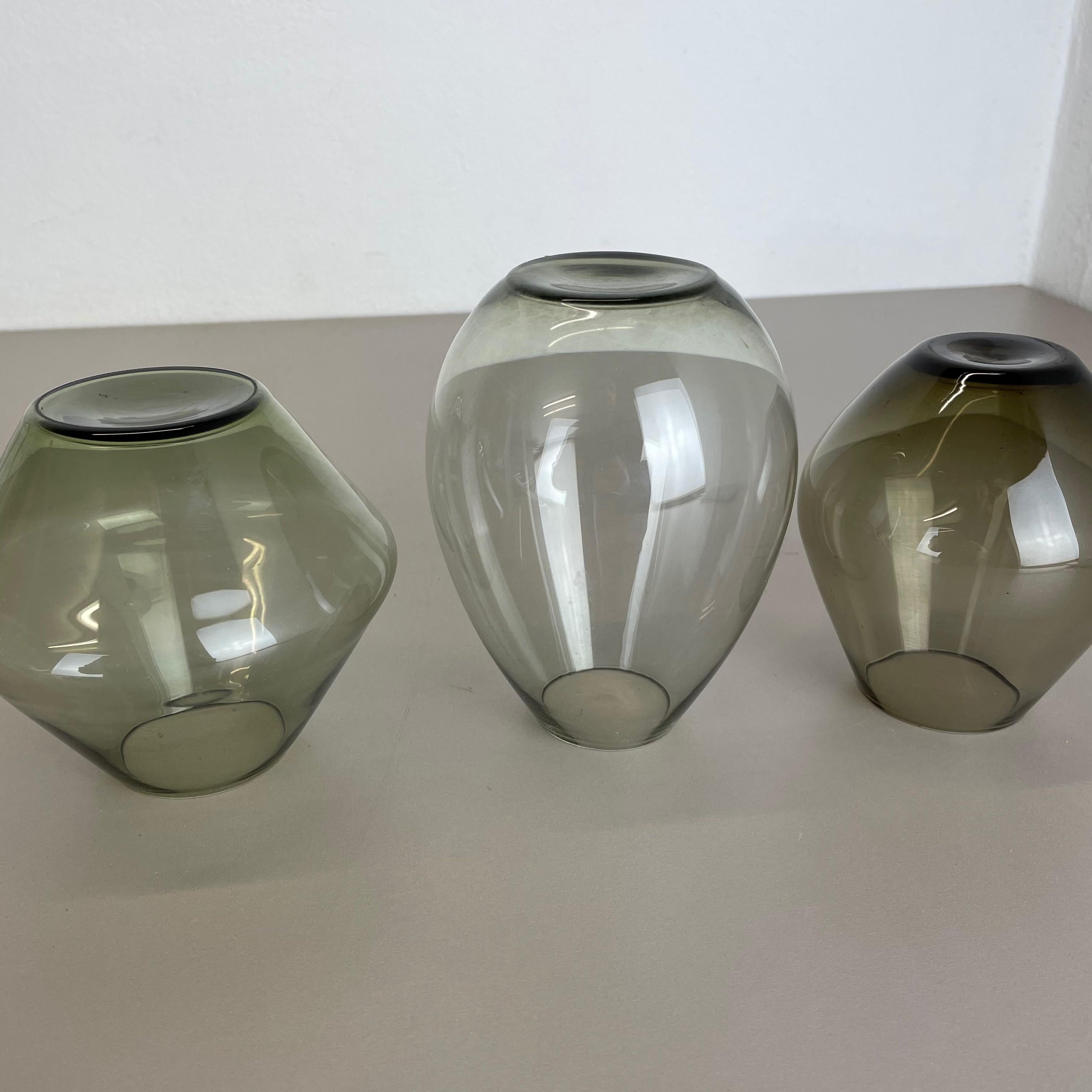 Set of Three Turmalin Vases Wilhelm Wagenfeld Wmf Attributed, Germany 1960s For Sale 11
