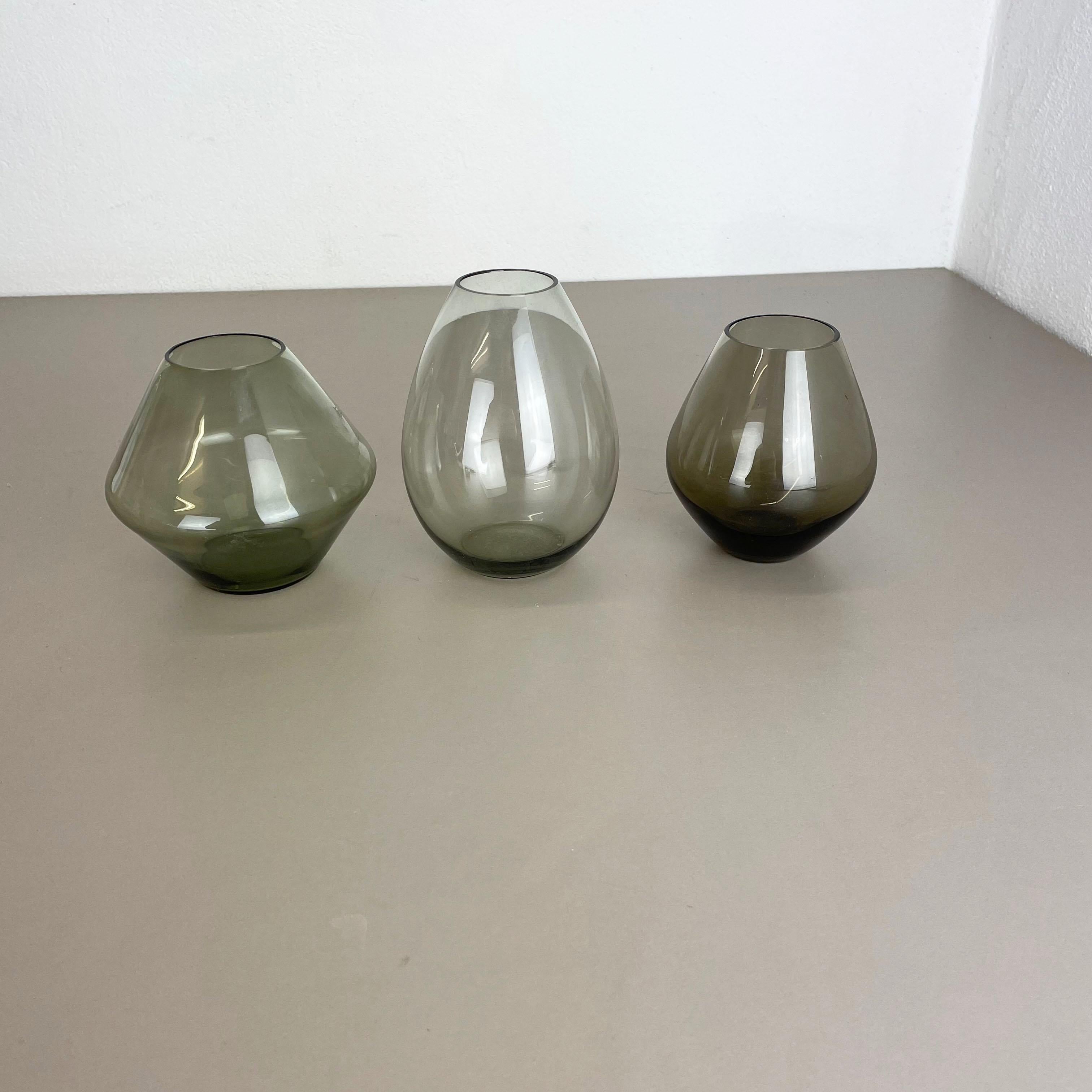 Mid-Century Modern Set of Three Turmalin Vases Wilhelm Wagenfeld Wmf Attributed, Germany 1960s For Sale