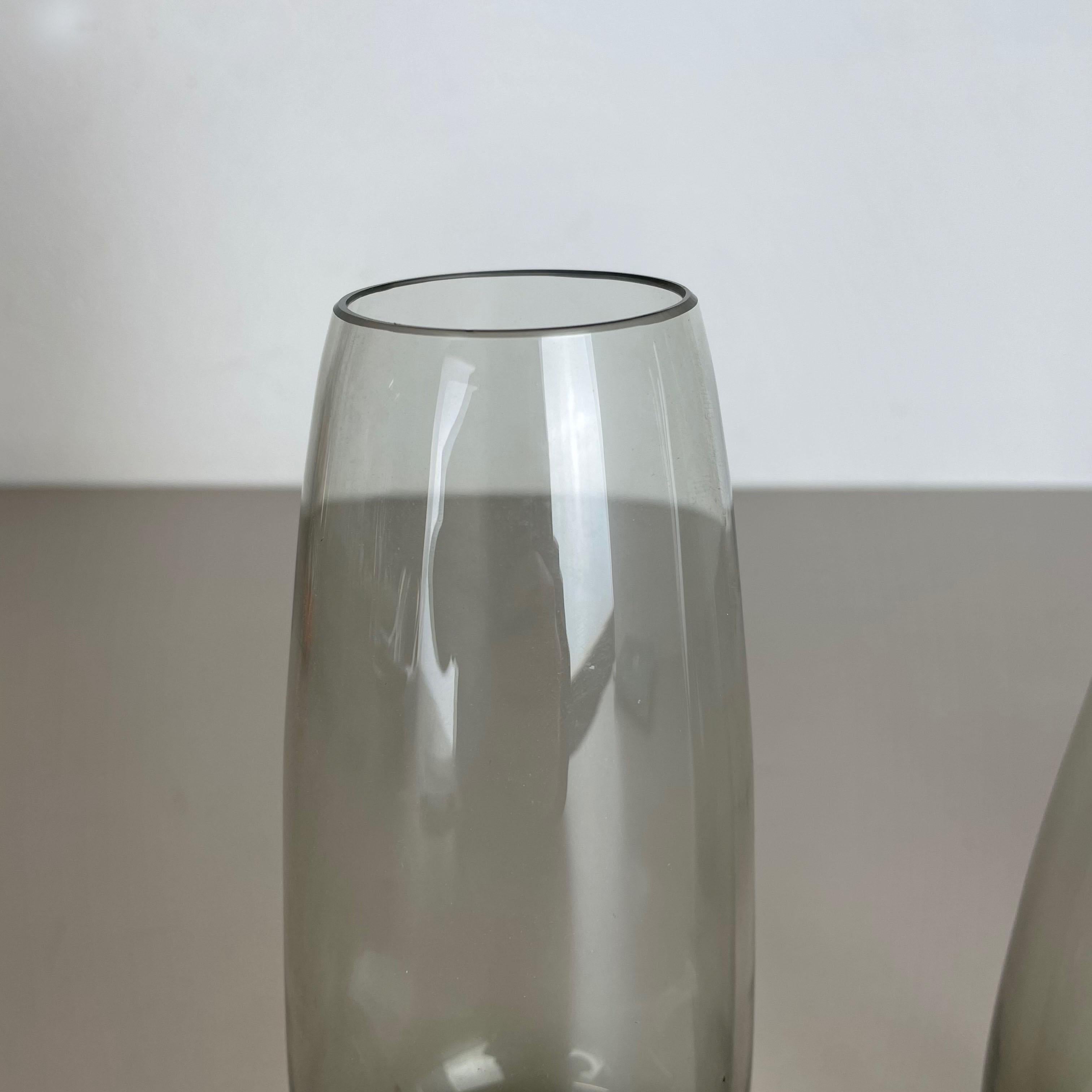 Glass Set of Three Turmalin Vases Wilhelm Wagenfeld WMF Attributed, Germany 1960s For Sale