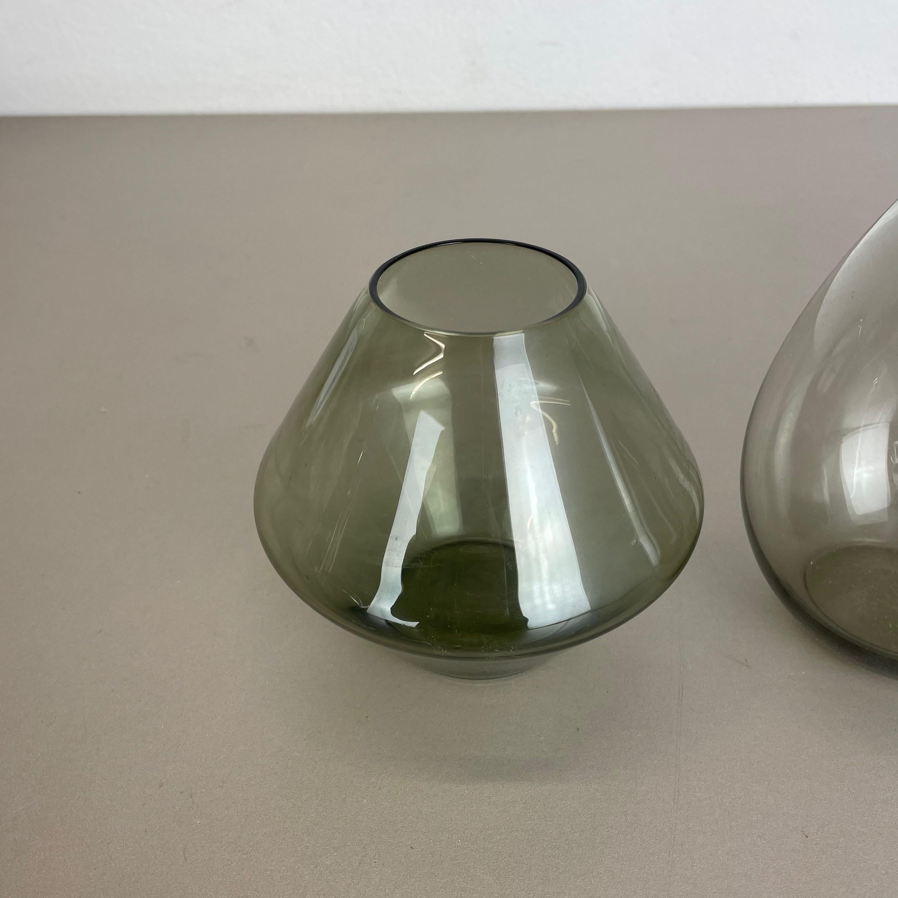 Glass Set of Three Turmalin Vases Wilhelm Wagenfeld Wmf Attributed, Germany 1960s For Sale