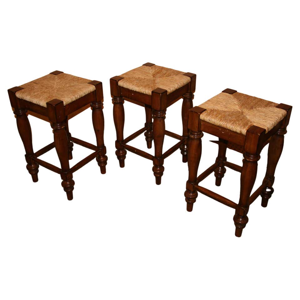 1950s Solid Maple and Rush Seat Counter Stools Bar Stools, a Pair at ...