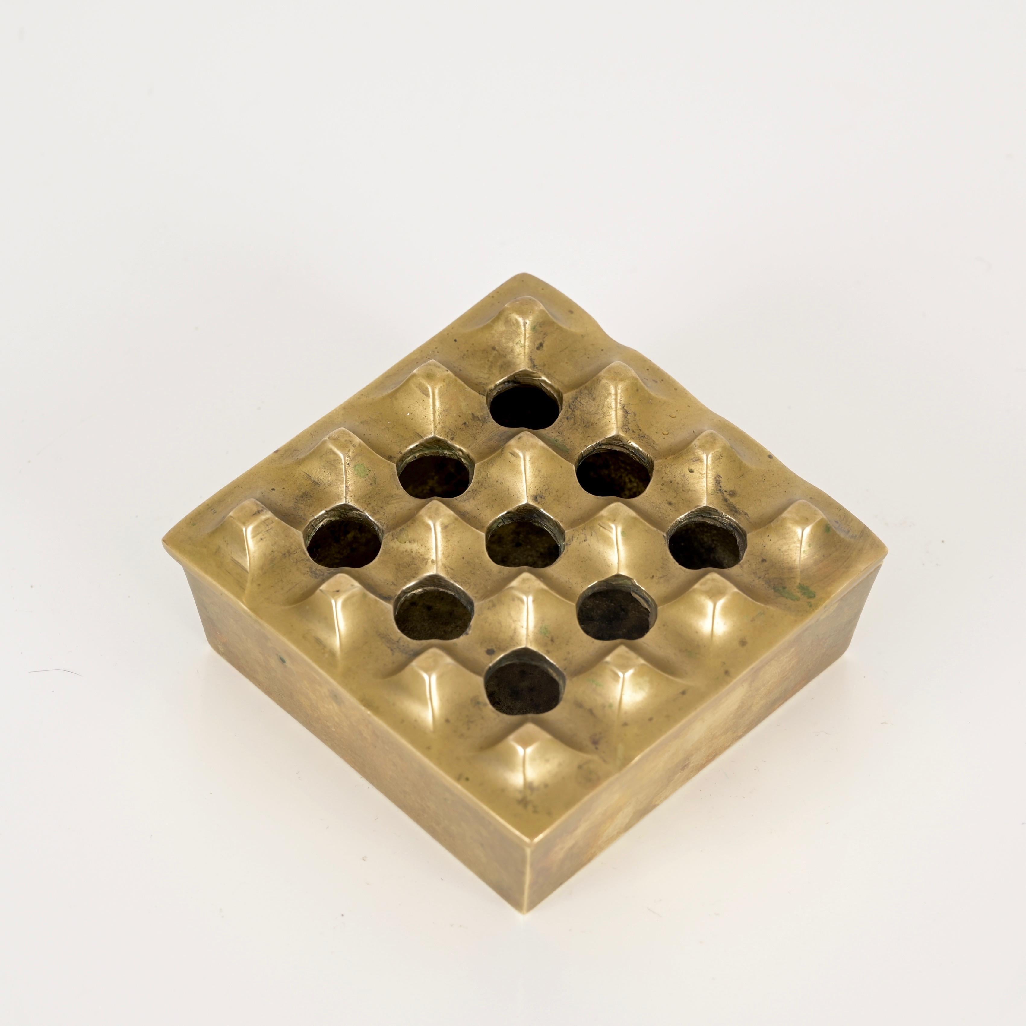 Set of Three “Ultima” Solid Brass Ashtrays by Bäckström & Ljungberg, Sweden 1960 6
