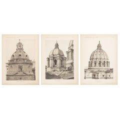 Set of Three Unframed Architectural Prints, Italy, Early 1900s