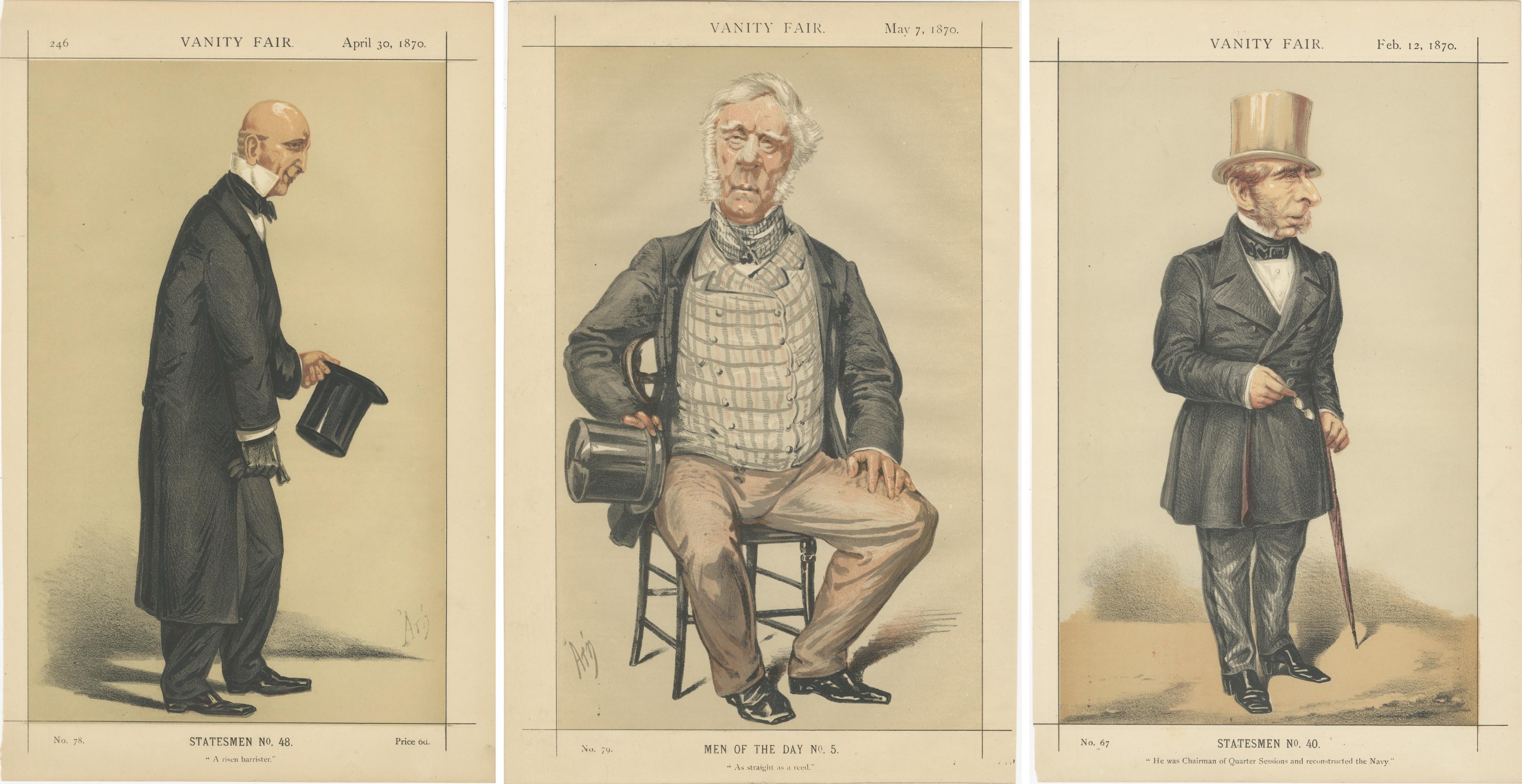 Set of Three Vanity Fair Portraits – Statesmen and Man of the Day, London 1870