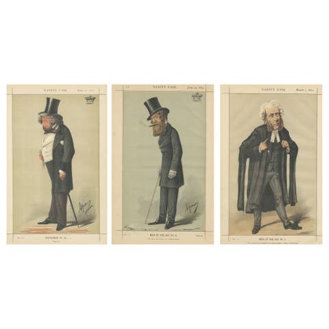 Set of Three Vanity Fair Portraits – Victorian Gentlemen, London 1870