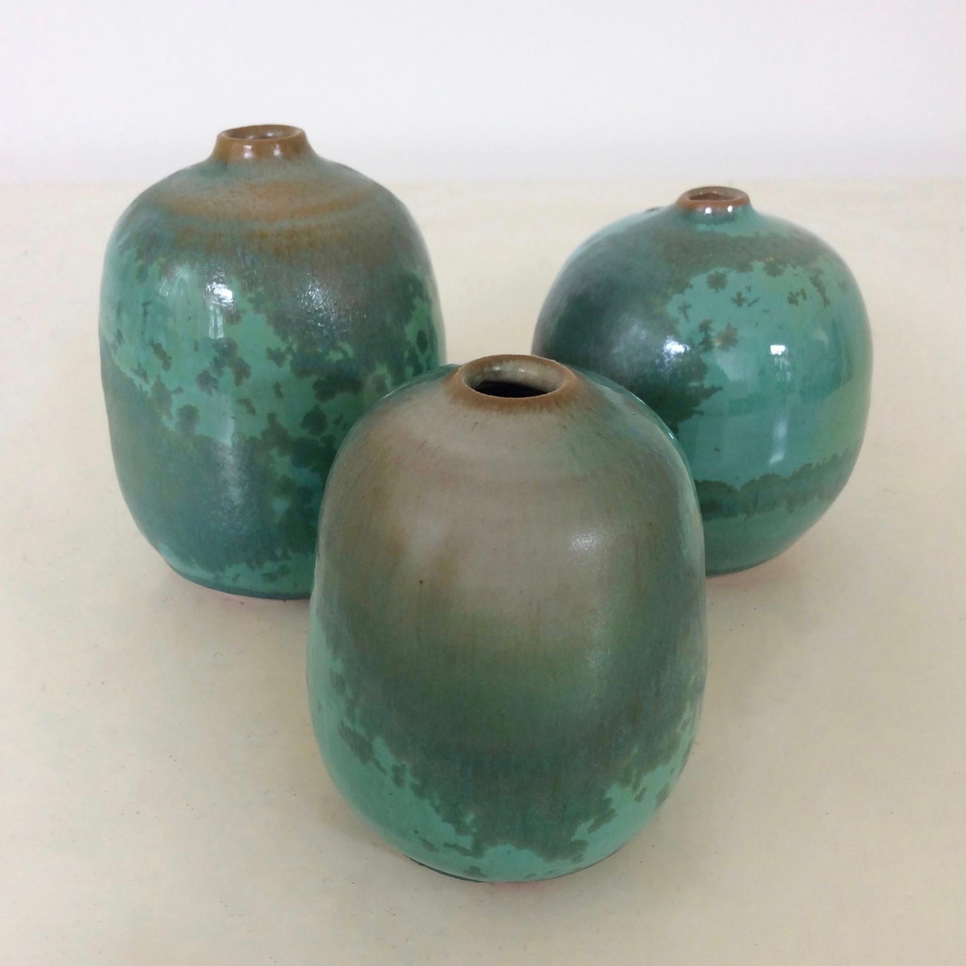 Late 20th Century Set of Three Vases by Antonio Lampecco, Belgium, circa 1980