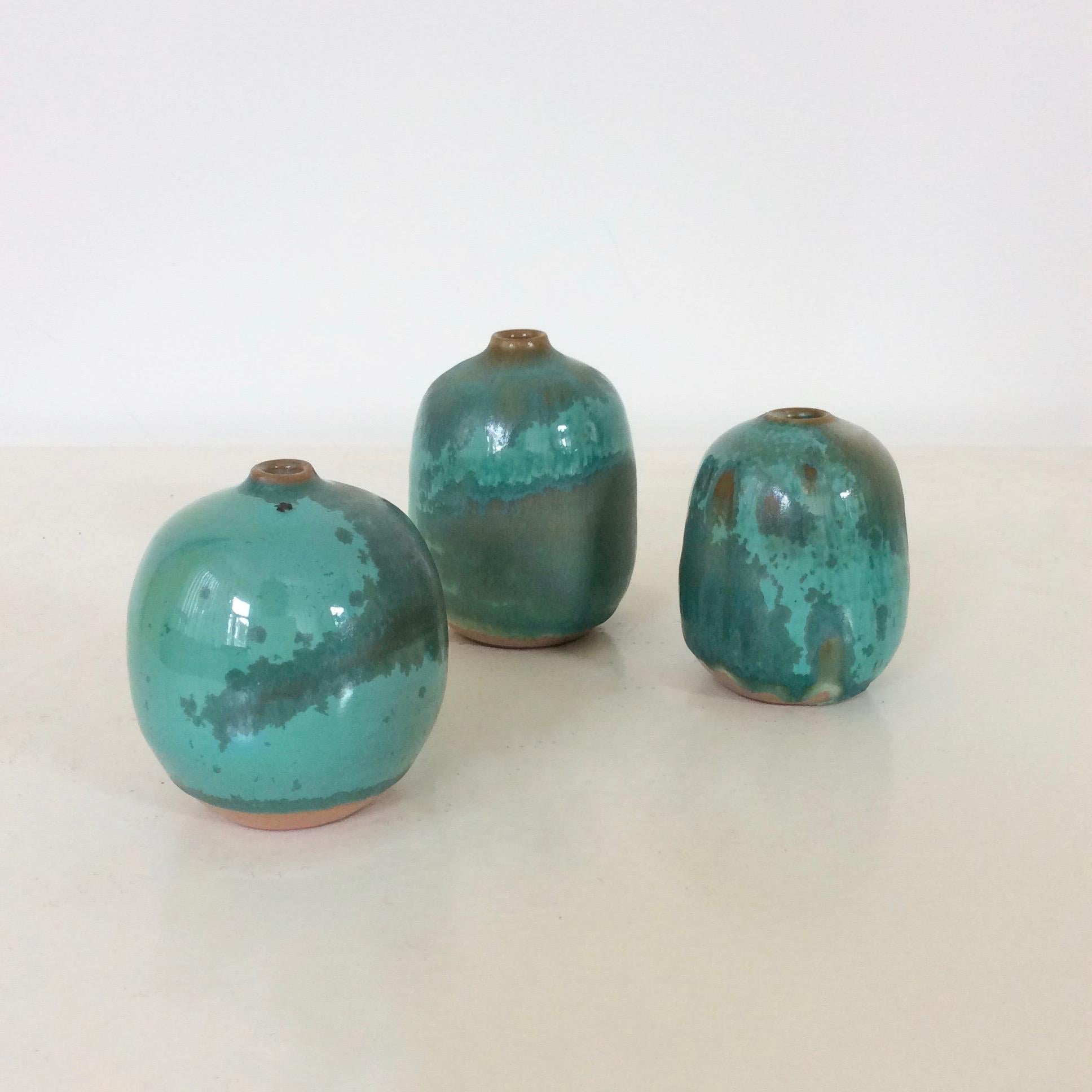 Ceramic Set of Three Vases by Antonio Lampecco, Belgium, circa 1980