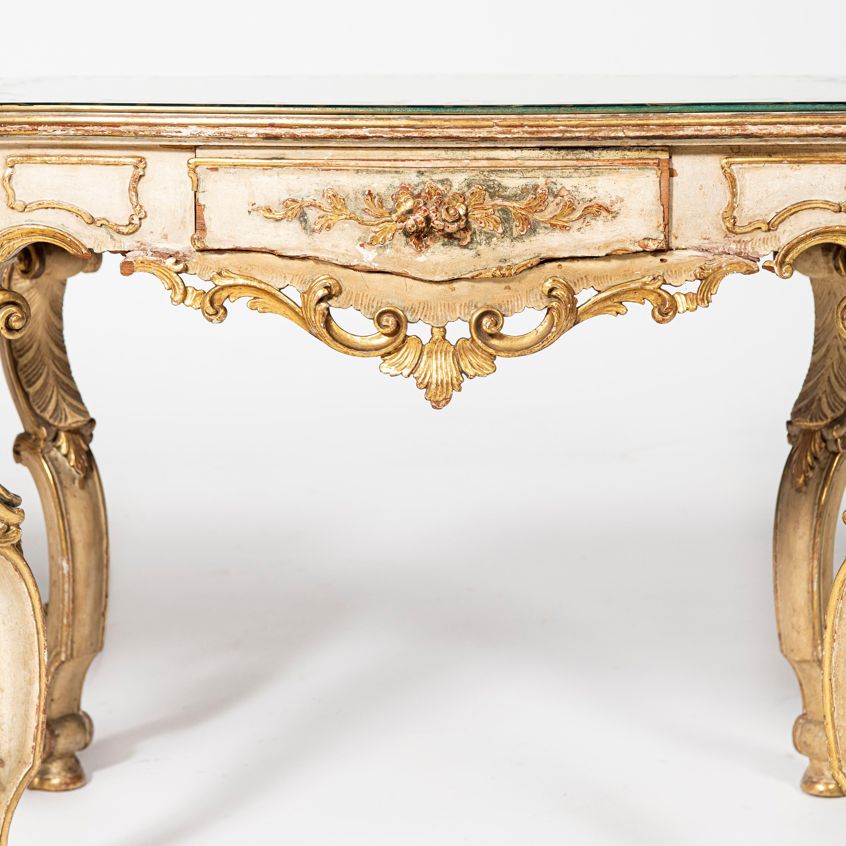 Italian Set of Three Venetian Rococo Pieces, One Console Table and Two Night Sands For Sale