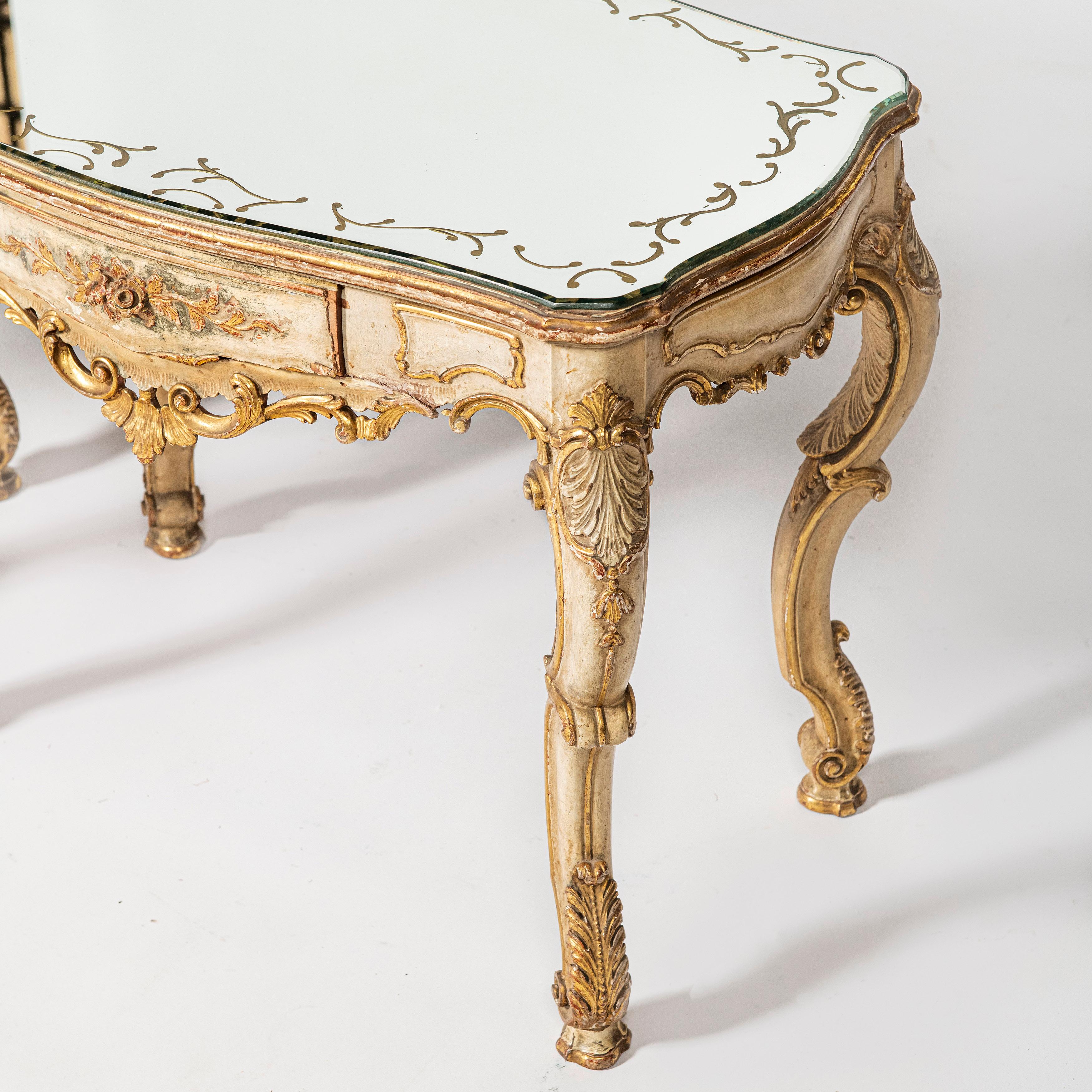 19th Century Set of Three Venetian Rococo Pieces, One Console Table and Two Night Sands For Sale