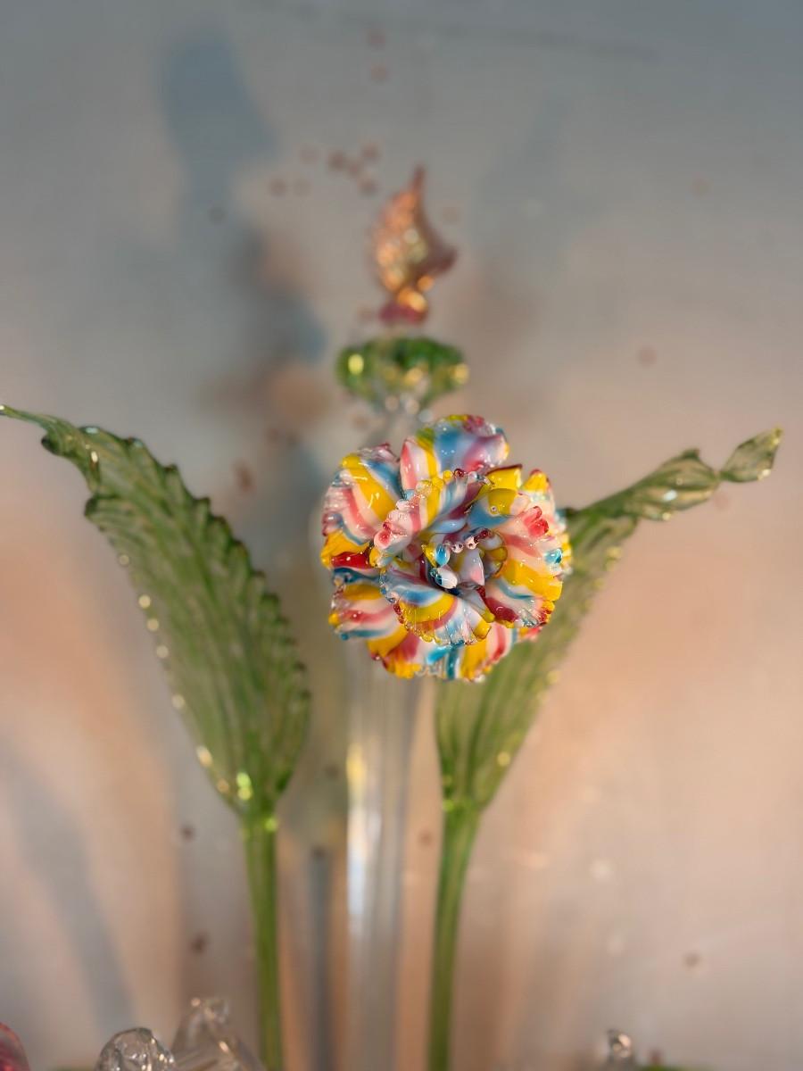 Set of three Venetian wall lights in multicoloured Murano glass, circa 1950 For Sale 6