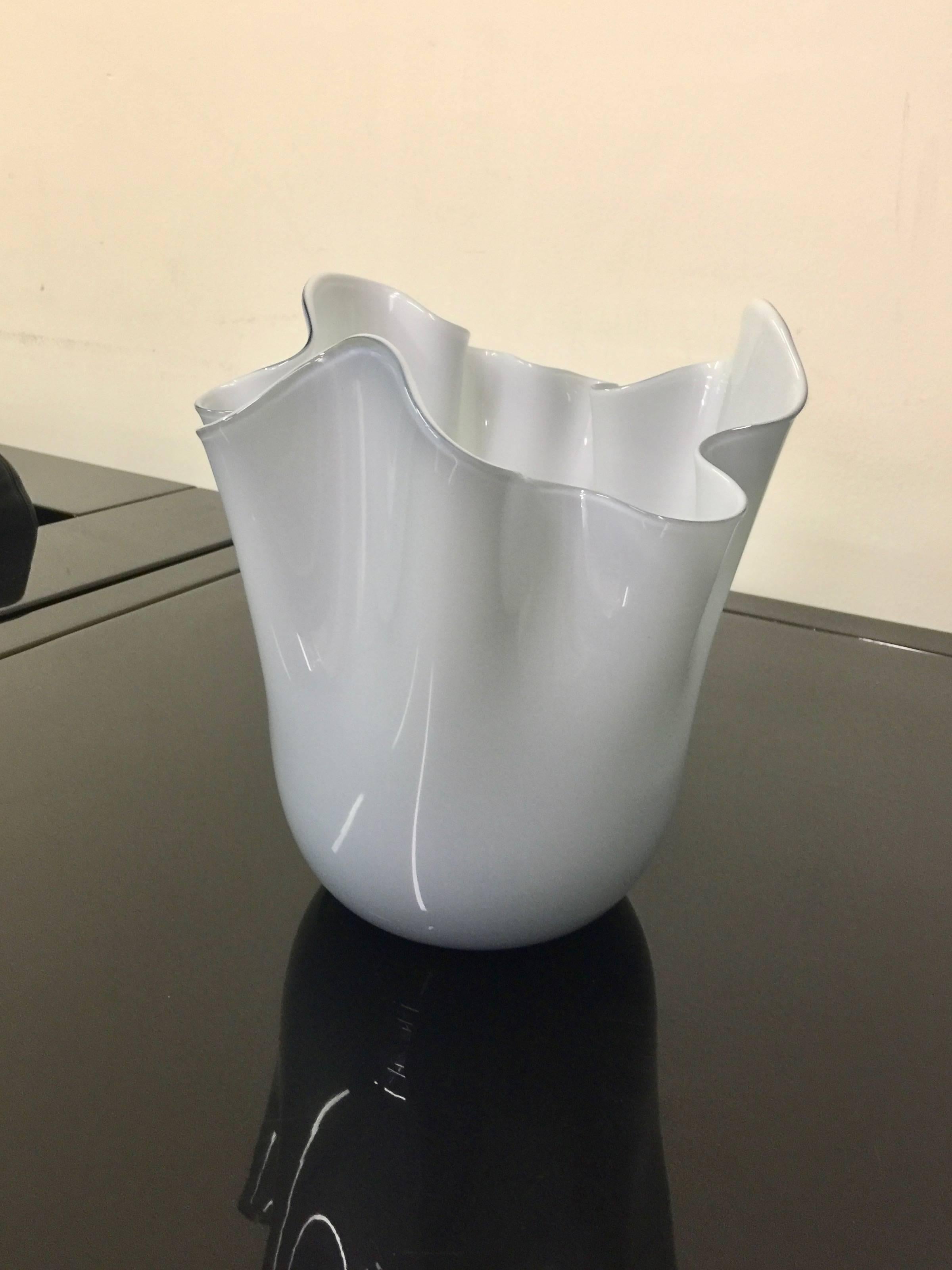 Set of Three Venini Murano Glass Vases Gray and White Color Combo For Sale 6