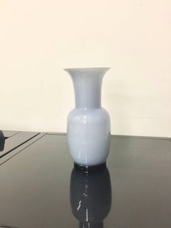 Set of Three Venini Murano Glass Vases Gray and White Color Combo