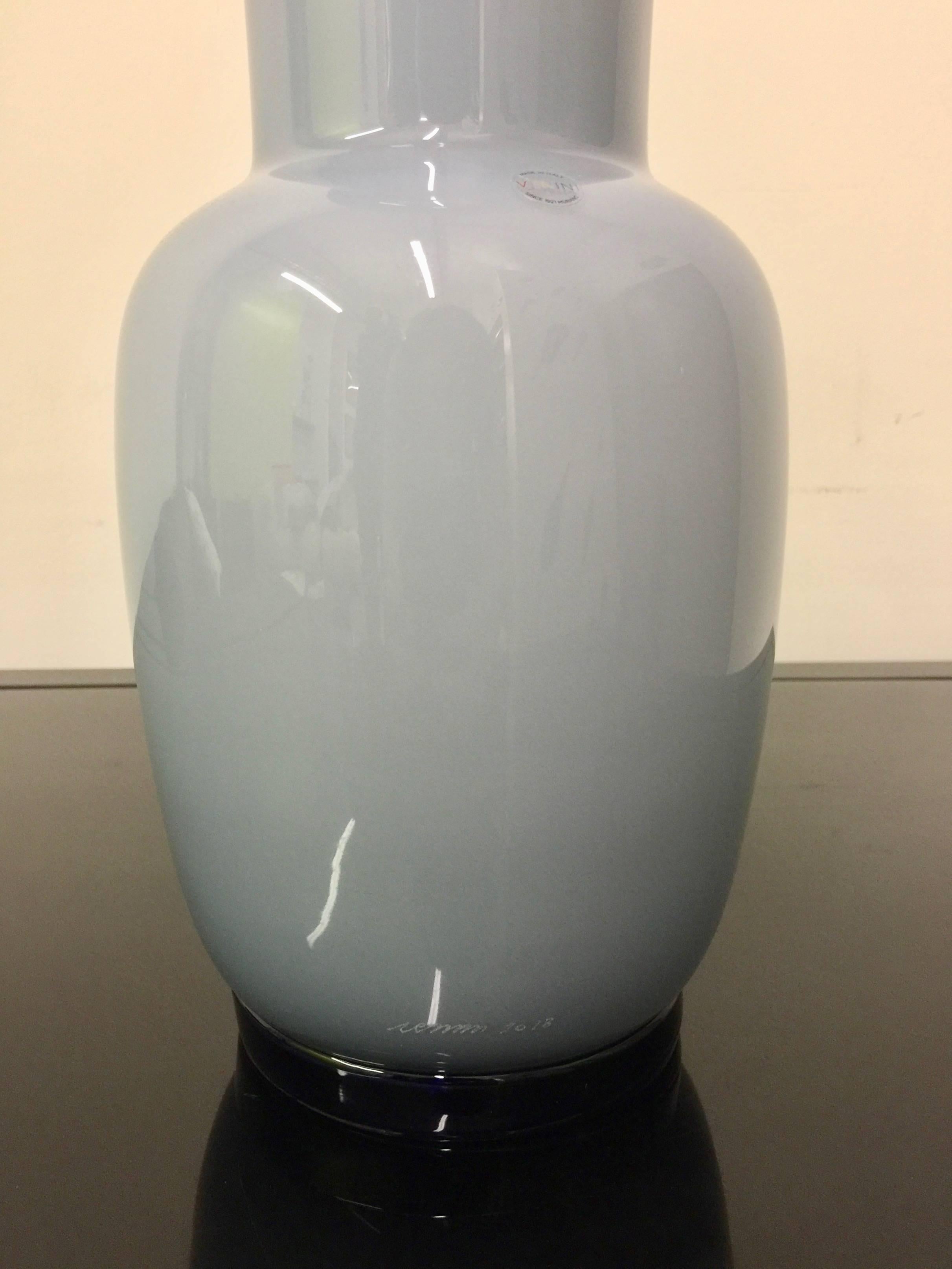 Set of Three Venini Murano Glass Vases Gray and White Color Combo For Sale 1