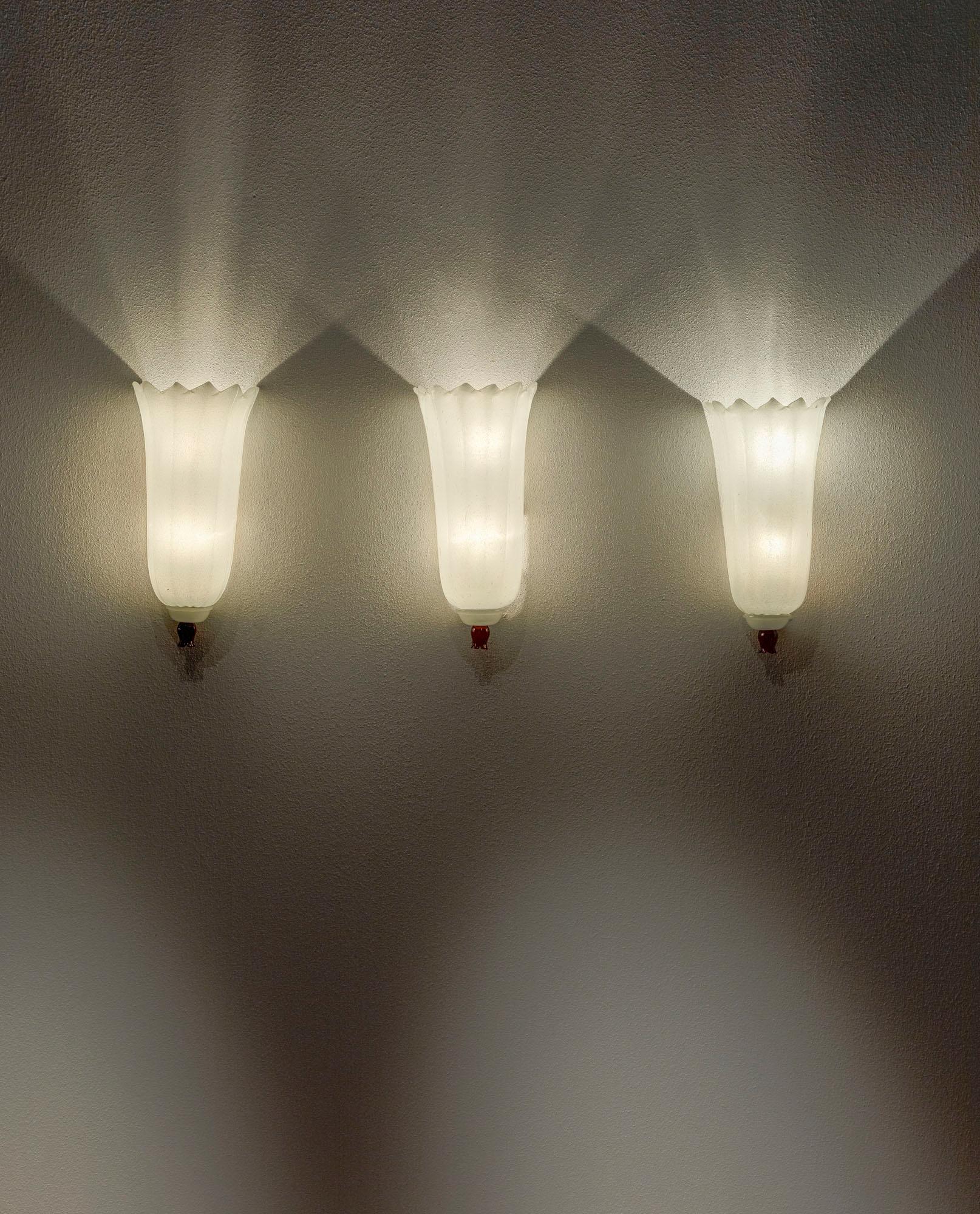Italian Set of Three Venini Wall Lights