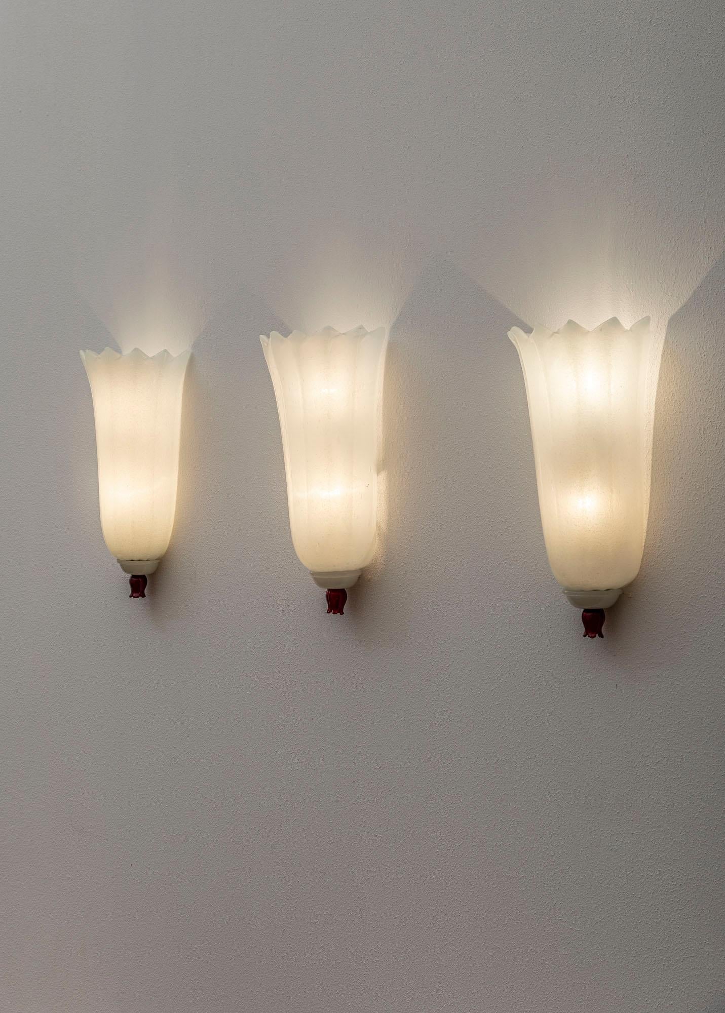 Set of Three Venini Wall Lights In Excellent Condition In Piacenza, Italy