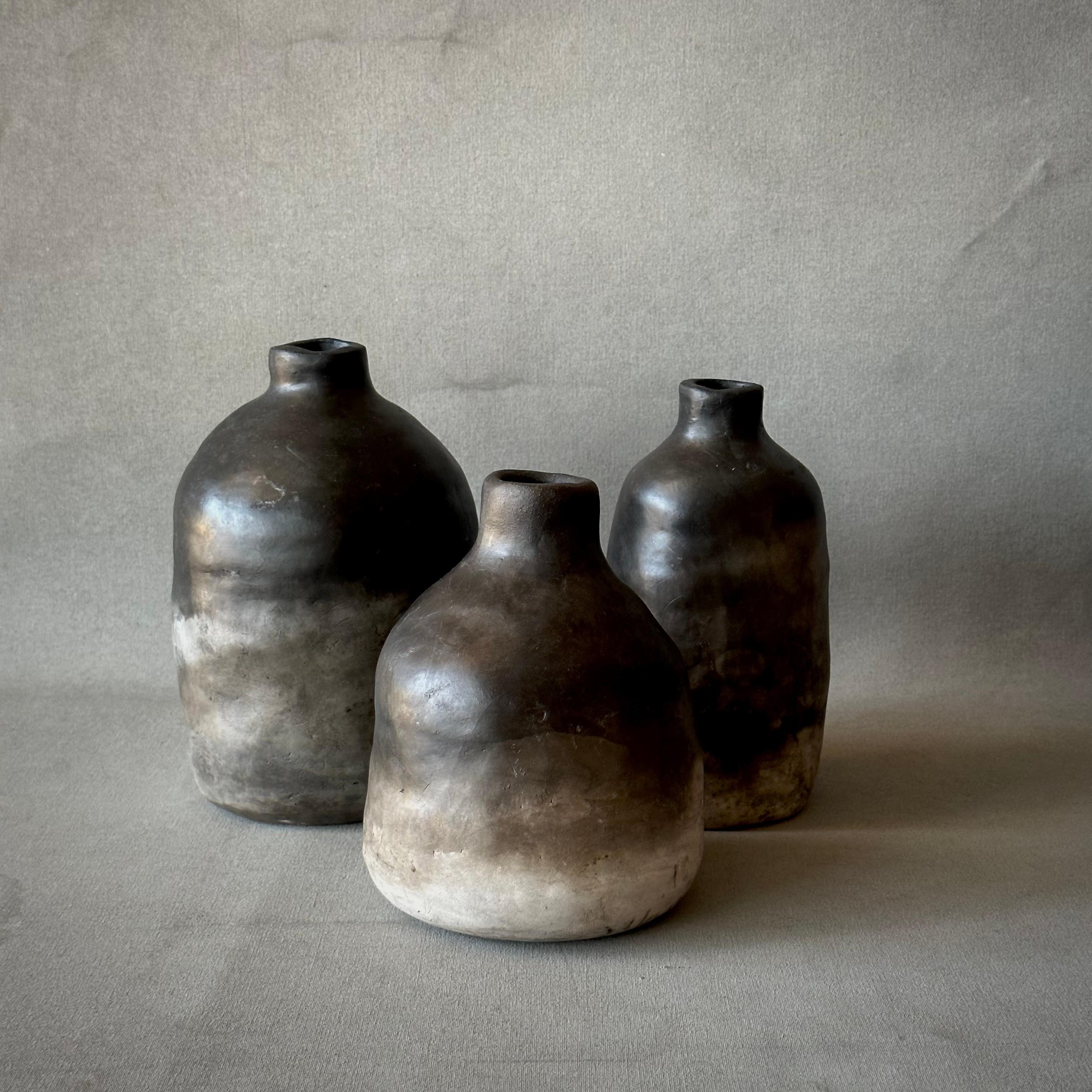 Glazed Set of Three Vessels For Sale