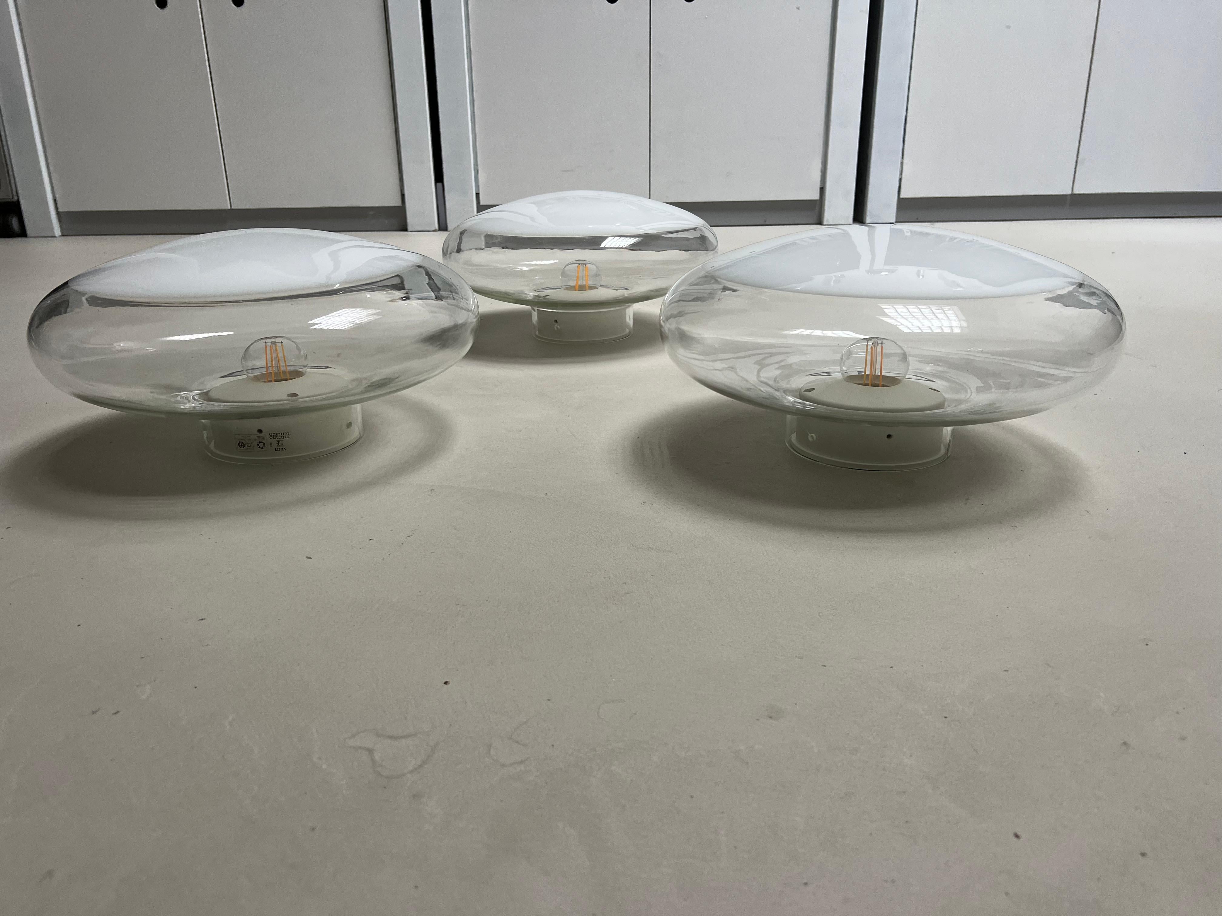Mid-Century Modern Set of Three Vetri Murano Wall Lights Designed by Roberto Pamio