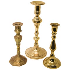 Set of Three Victorian Brass Candlesticks