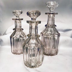 Set of Three Victorian Crystal Decanters