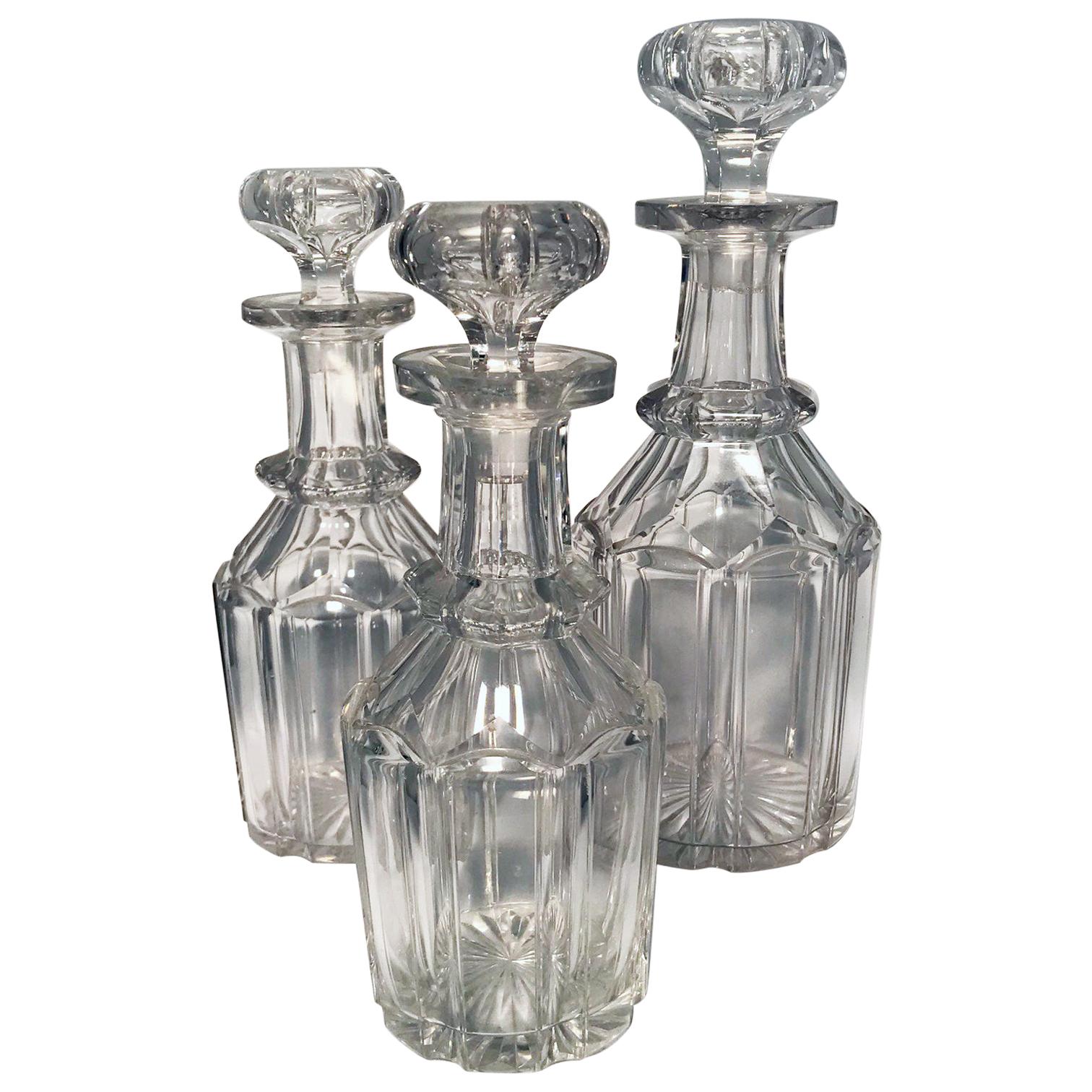 Set of Three Victorian Crystal Decanters at 1stDibs