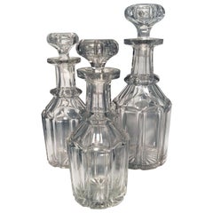 Antique Set of Three Victorian Crystal Decanters