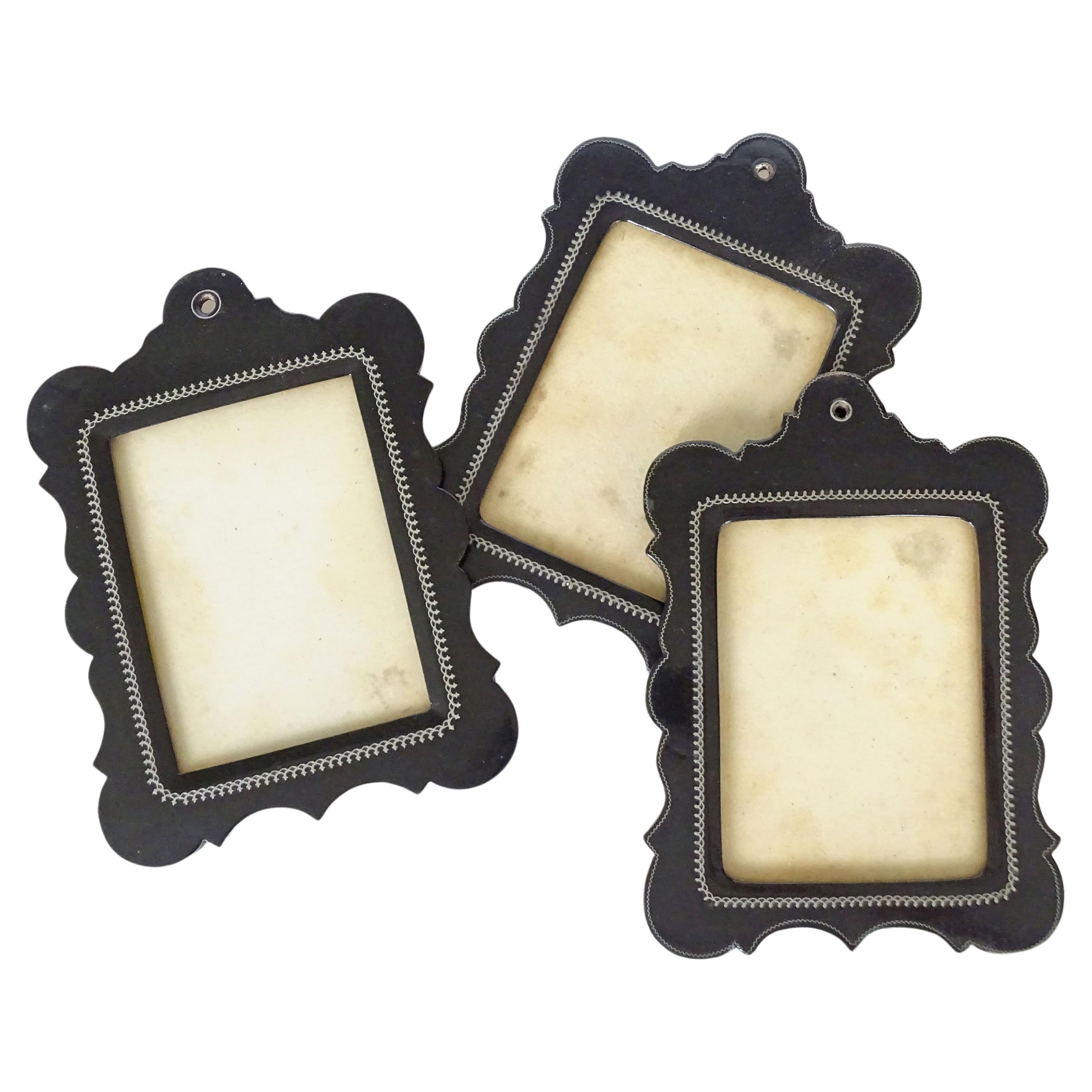 Set of three Victorian papier mache wall picture frames England 19th century For Sale