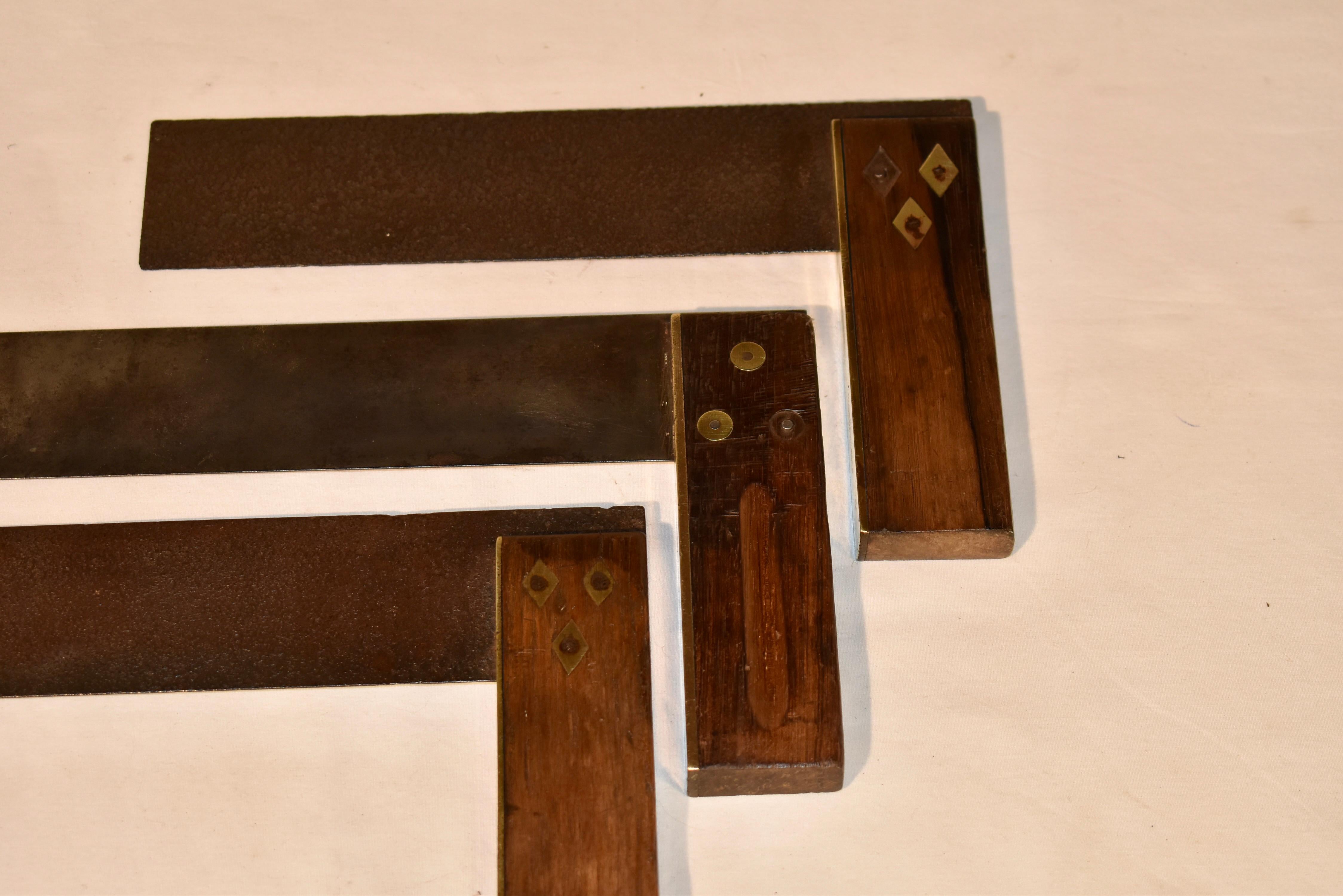 Brass Set of Three Victorian Set Squares, C. 1880 For Sale