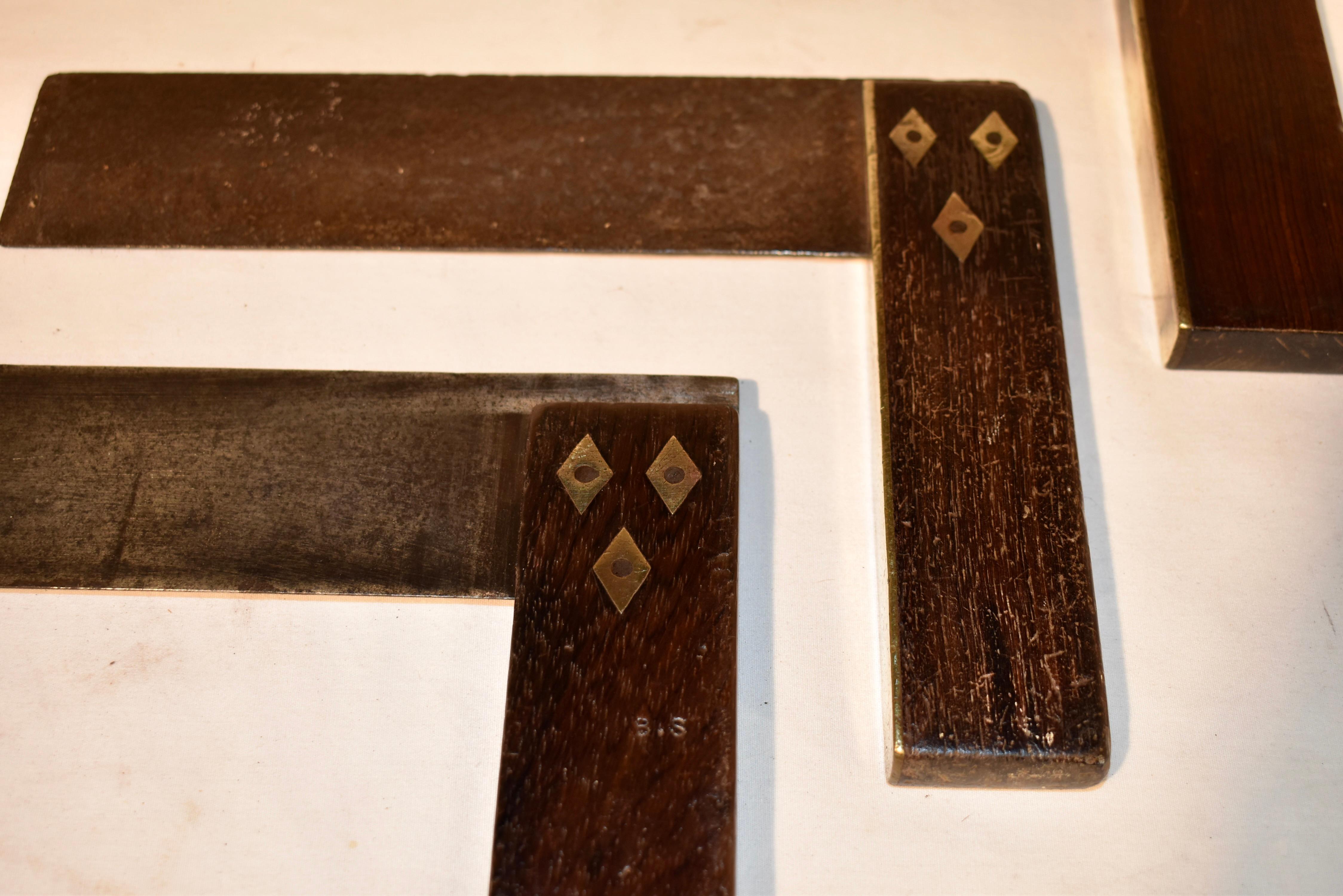 Laiton Set of Three Victorian Set Squares, C.I.C. 1880 en vente