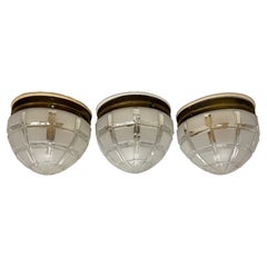Set of Three Vienna Secession Art Deco Flush Mount Ceiling Light, Austria, 1930s