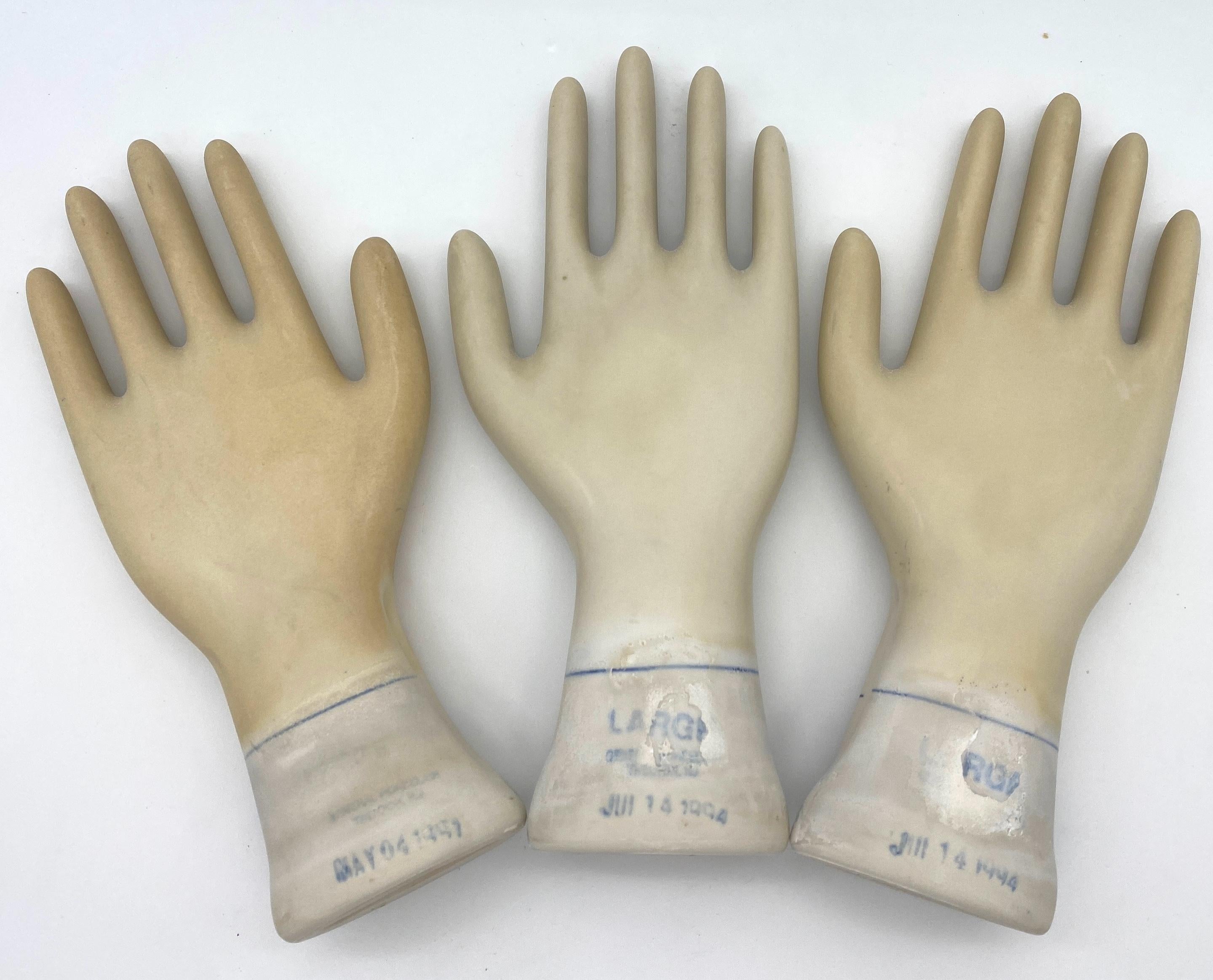 Set of Three Vintage American Industrial  Figural Porcelain Glove Molds  For Sale 1