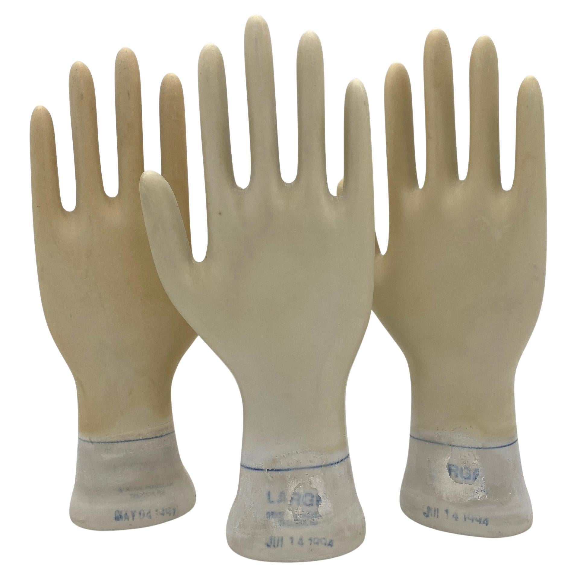 Set of Three Vintage American Industrial  Figural Porcelain Glove Molds 