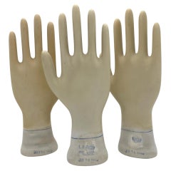 Set of Three Vintage American Industrial  Figural Porcelain Glove Molds 