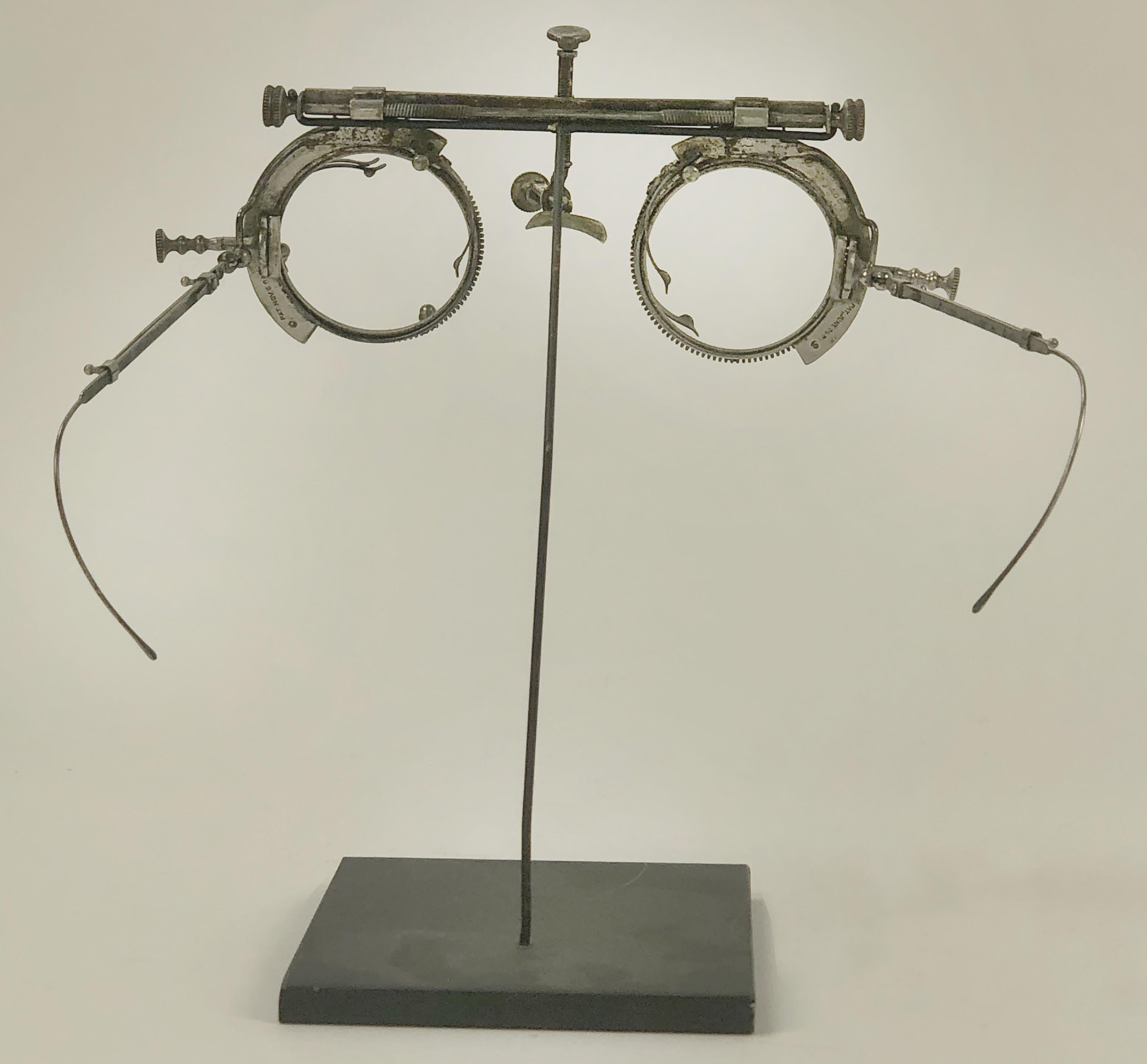 Set of three vintage/antique brass/steel optometrist optometry eyeglasses For Sale 3