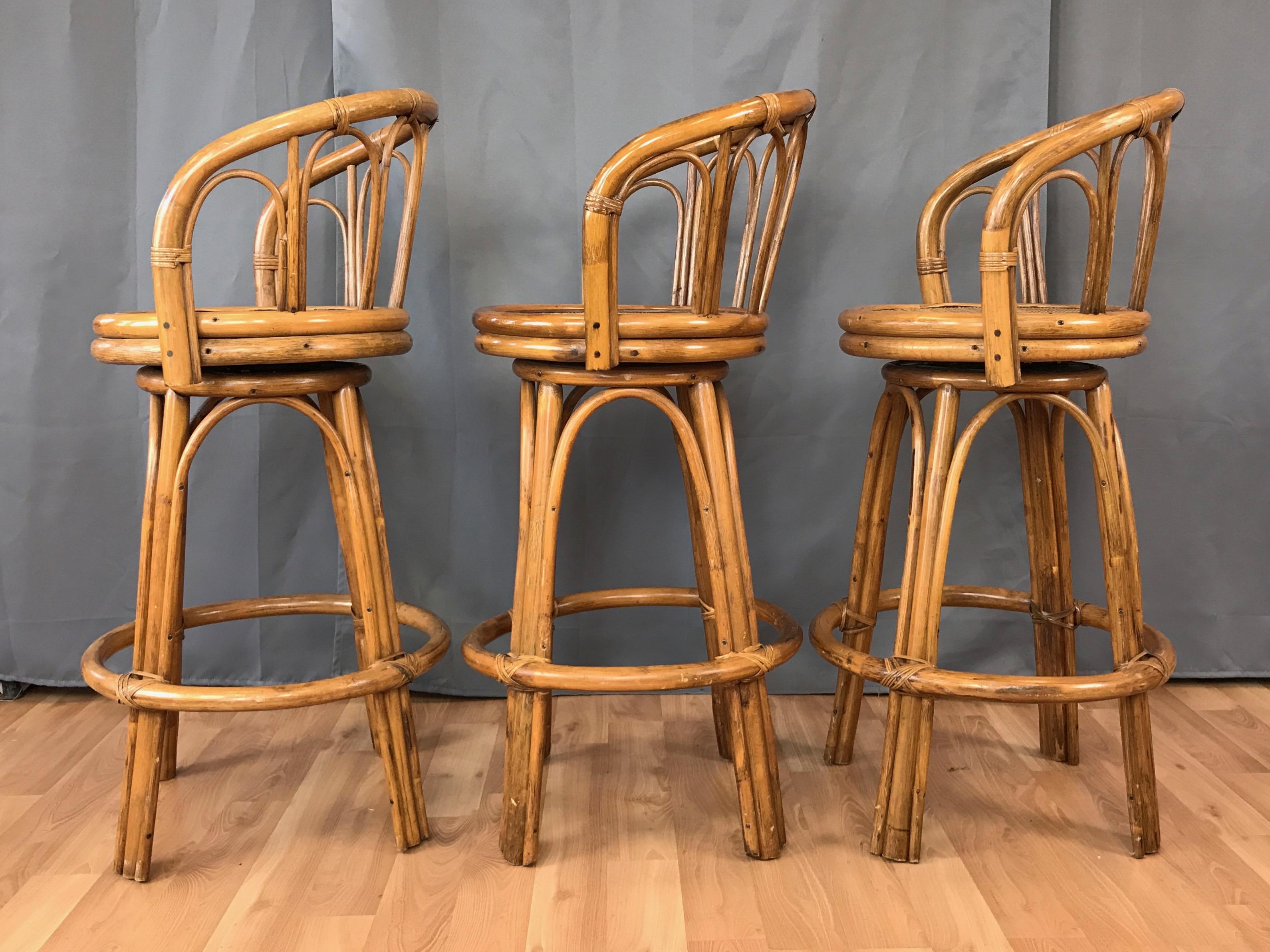 vintage rattan bar stools