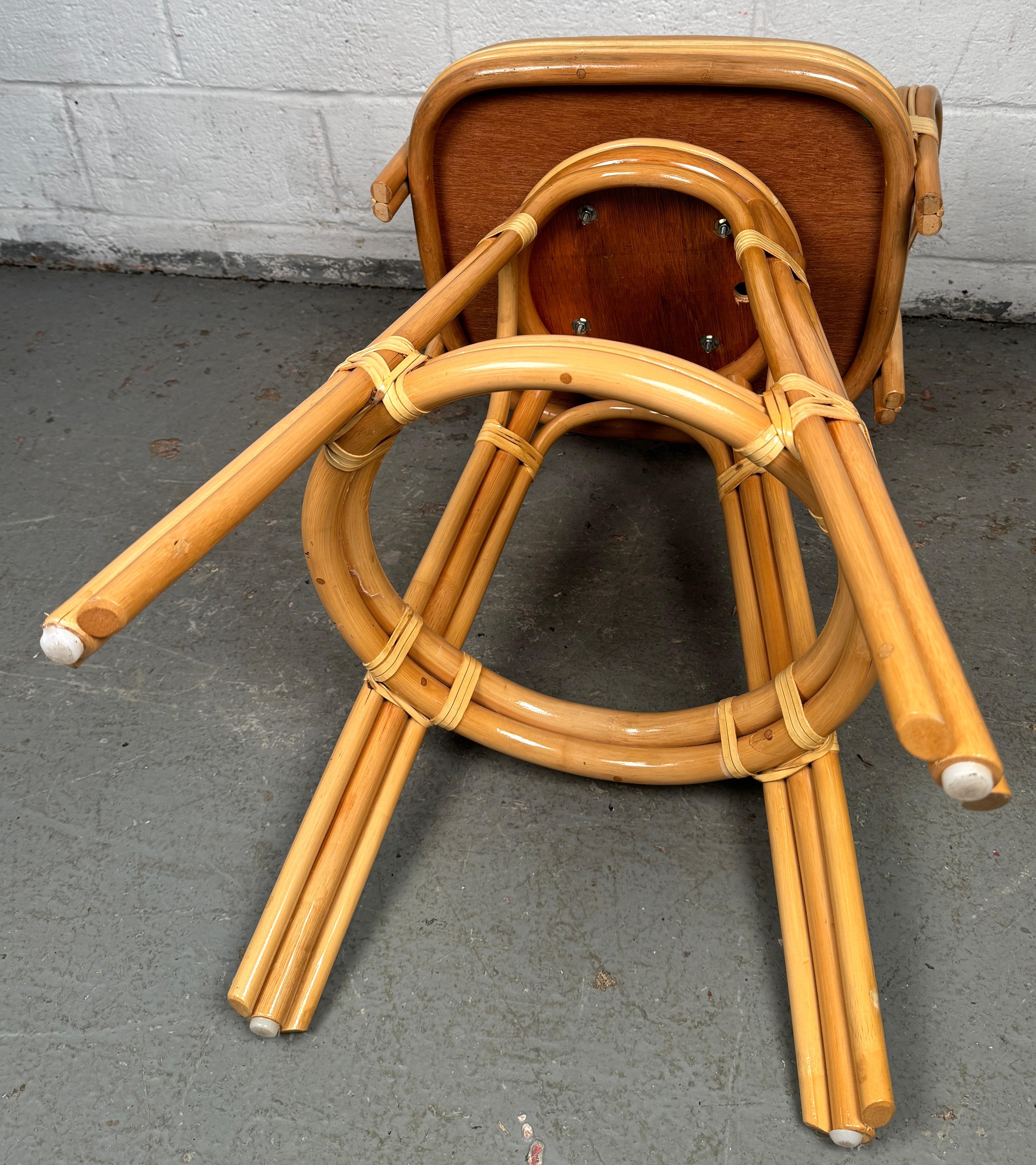 Ensemble de trois tabourets de bar en bambou vintage en vente 10