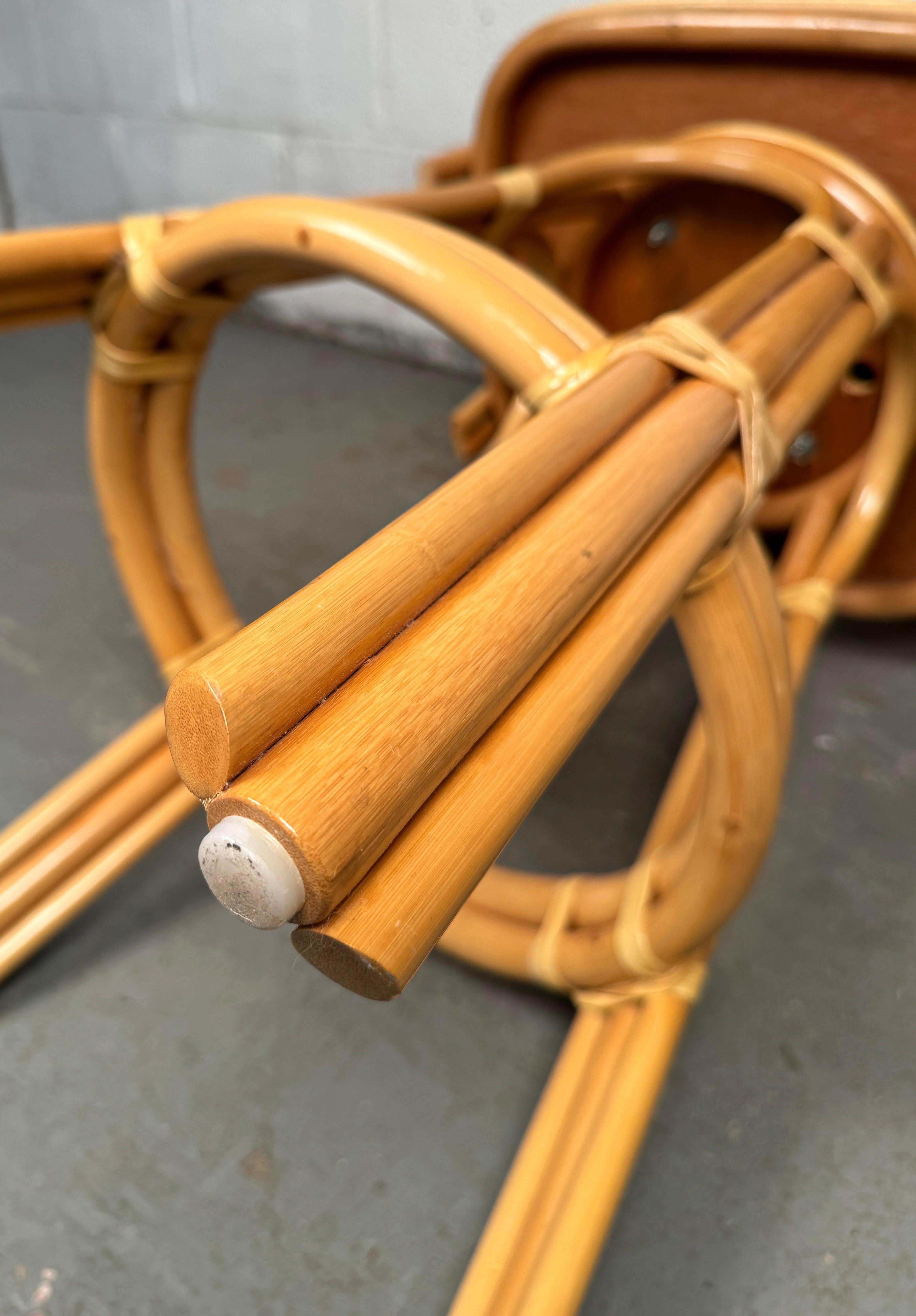 Ensemble de trois tabourets de bar en bambou vintage en vente 11
