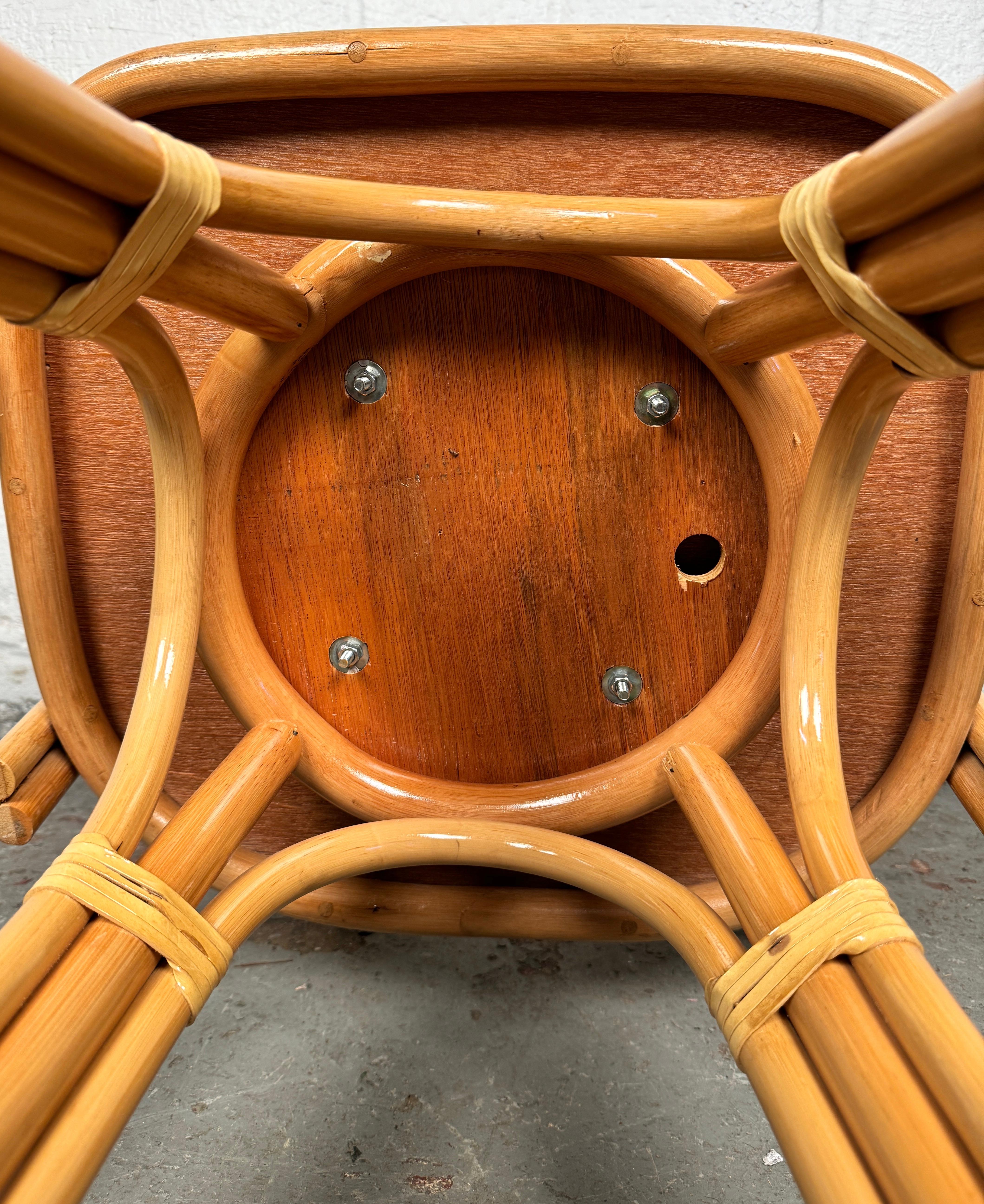 Ensemble de trois tabourets de bar en bambou vintage en vente 12