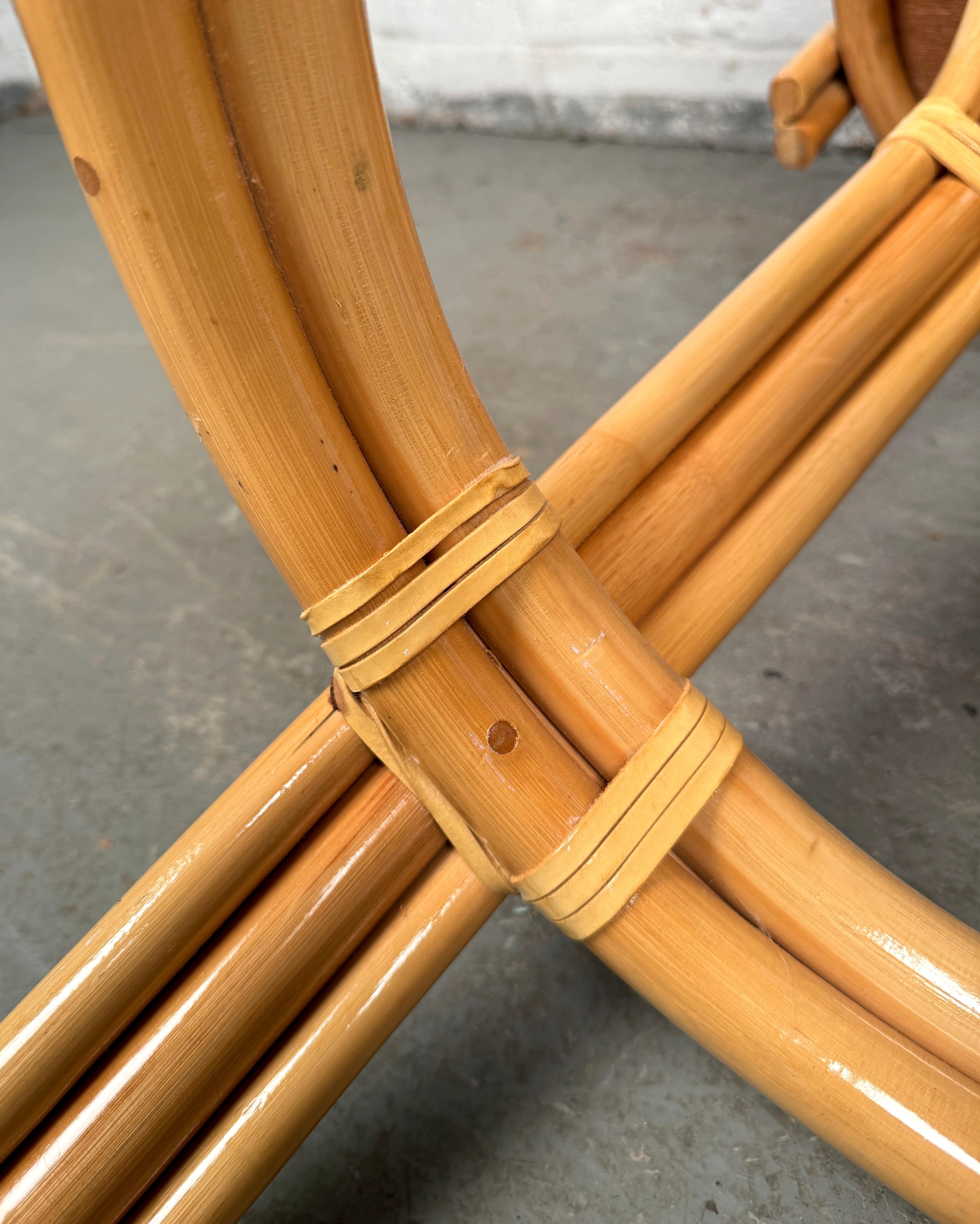 Ensemble de trois tabourets de bar en bambou vintage en vente 13