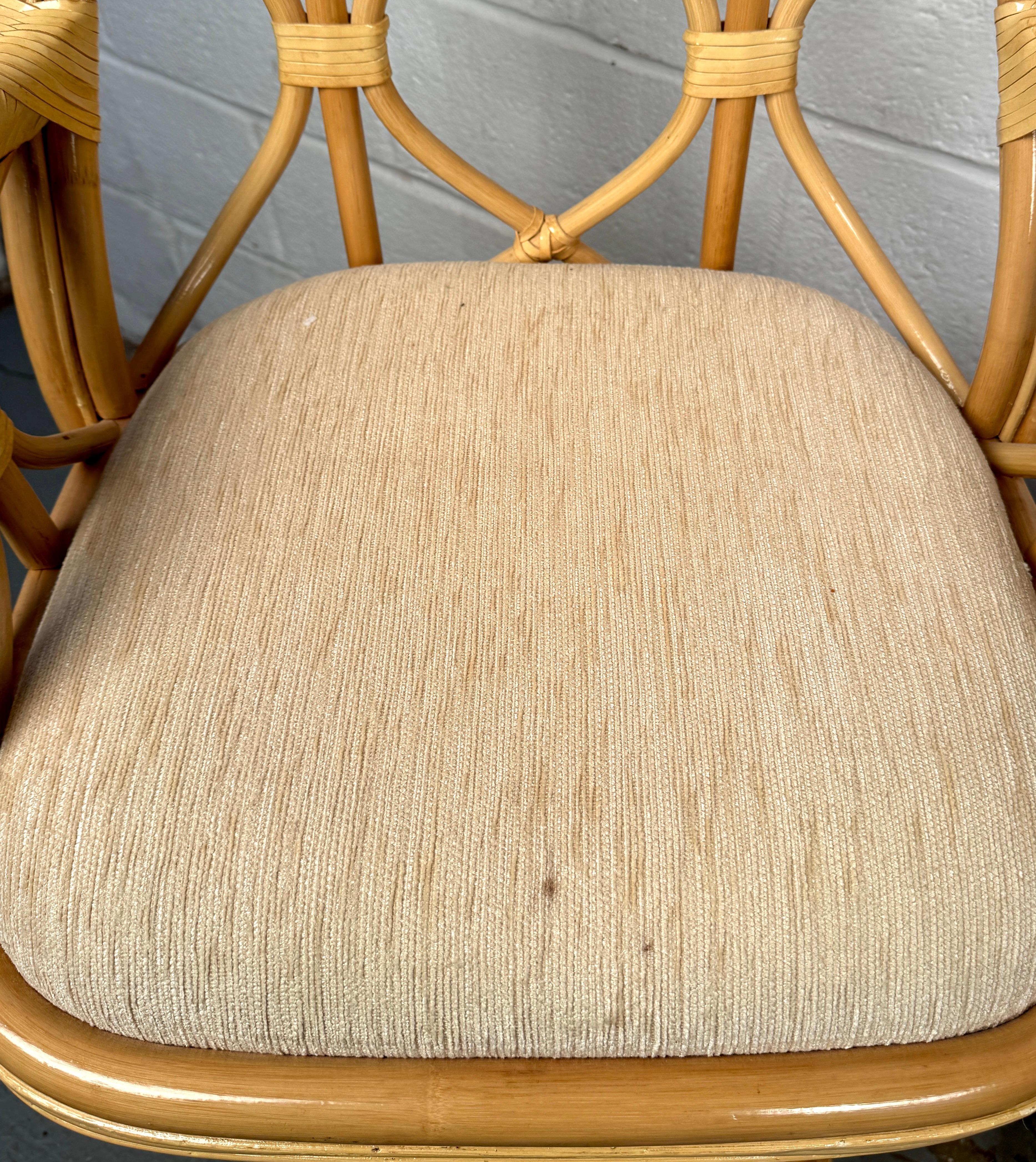 20ième siècle Ensemble de trois tabourets de bar en bambou vintage en vente