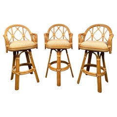 Set of Three Vintage Bamboo Barstools
