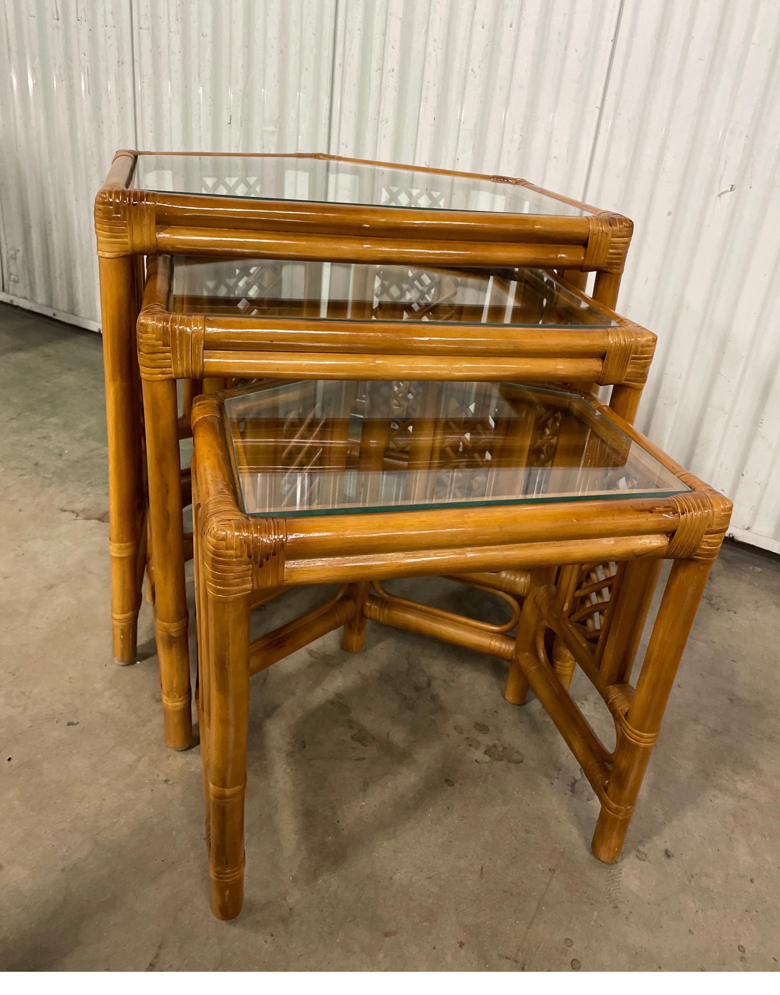 vintage bamboo nesting tables
