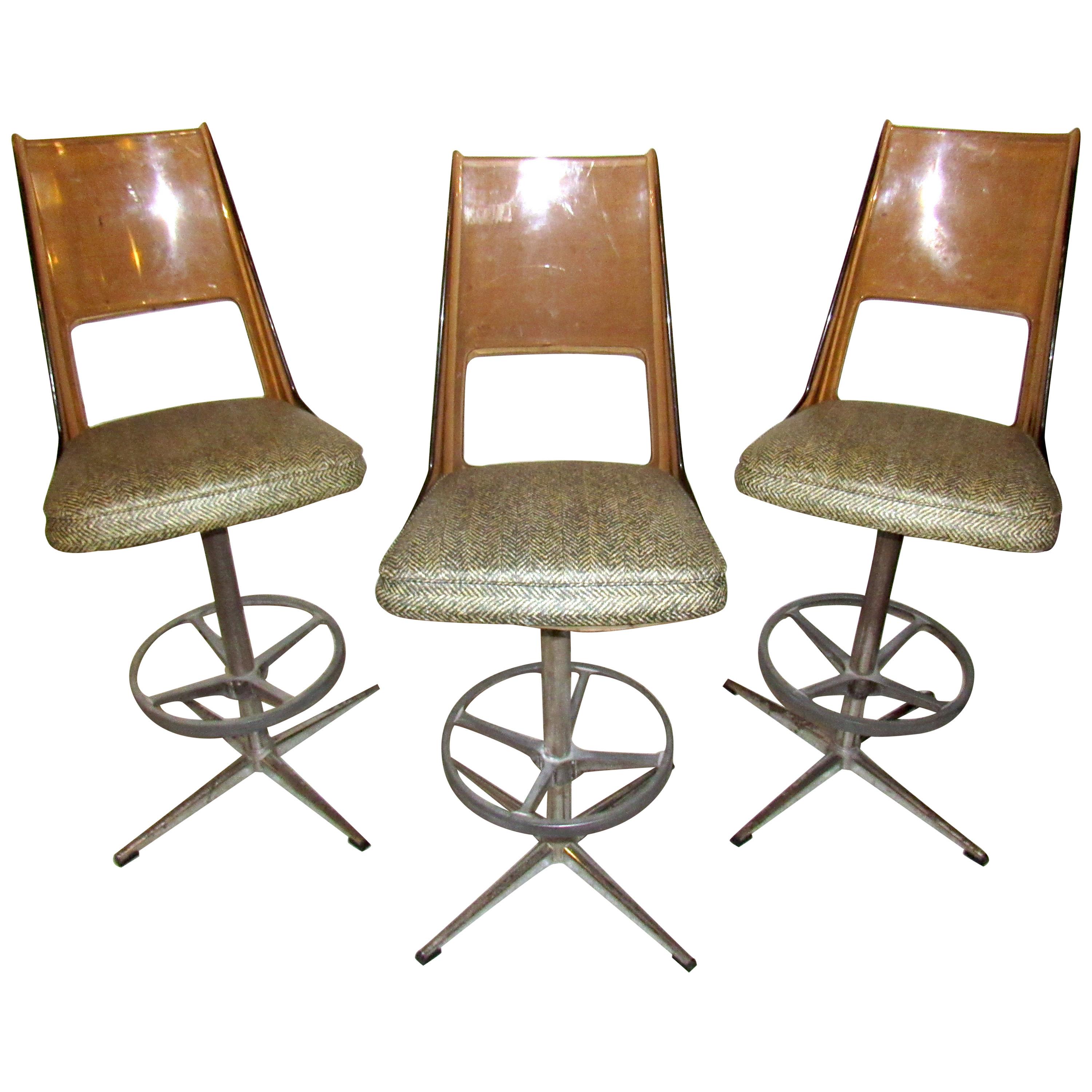 Set of Three Vintage Bar Stools